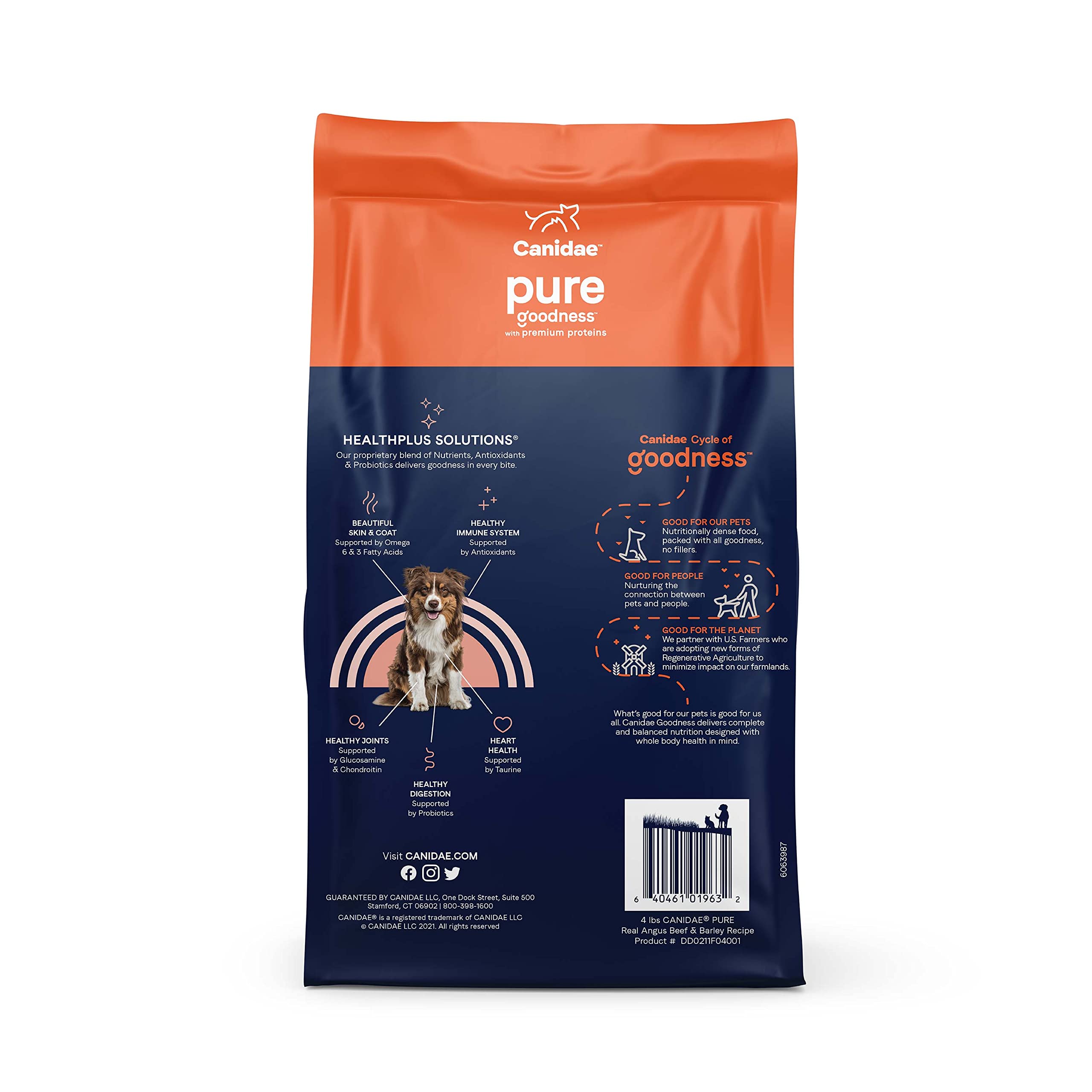 CANIDAE Pure Limited Ingredient Premium Adult Dry Dog Food, Real Beef & Barley Recipe, 4 lbs, with Wholesome Grains
