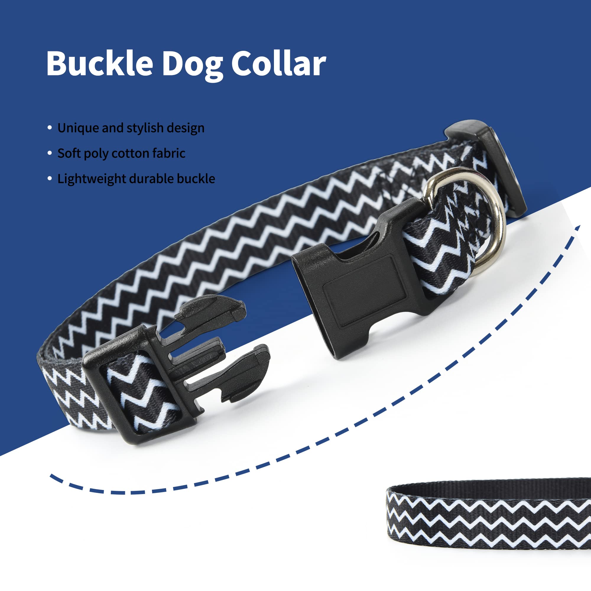 Mile High Life Dog Collar | Nylon Puppy Collars W Cute Patterns | Lightweight Girl Dog Collar | Boy Dog Collar For Small/Medium/Large Dogs (Blue Bone, Small)
