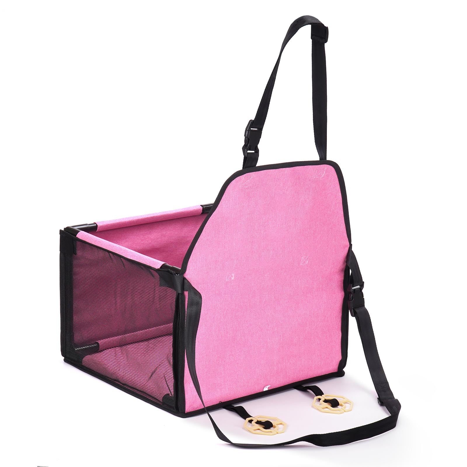 GENORTH Dog Car Seat Booster for Medium Dogs up to 20lb, Pink, Breathable & Washable Travel Safety Seat