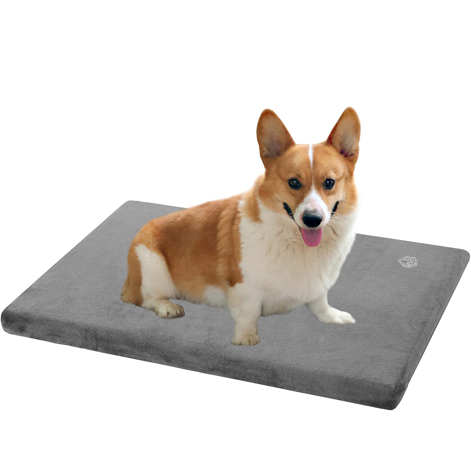 Empsign Stylish Dog Bed Mat Dog Crate Pad Mattress Reversible (Cool & Warm), Water Proof Linings, Removable Machine Washable Cover, Firm Support Pet Crate Bed For Small To Xx-Large Dogs, Grey