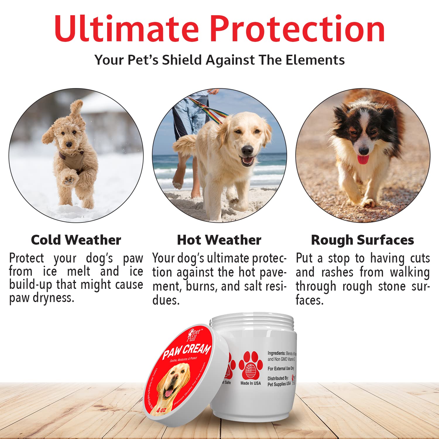 Paw Cream 4 Oz Dog Paw Protector For Heat, Cold & Rough Surfaces - Paw Moisturizer Balm With Natural Waxes & Oils - Puppy Invisible Boot Soothes, Moisturizes, Protects