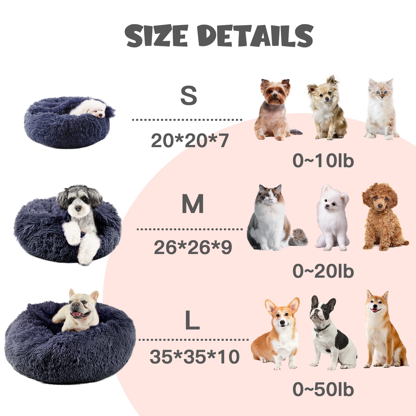Himax Dog Beds for Small Dogs, Donut Dog Bed with Blanket Attached, Calming Dog Bed Washable (20/26/35)