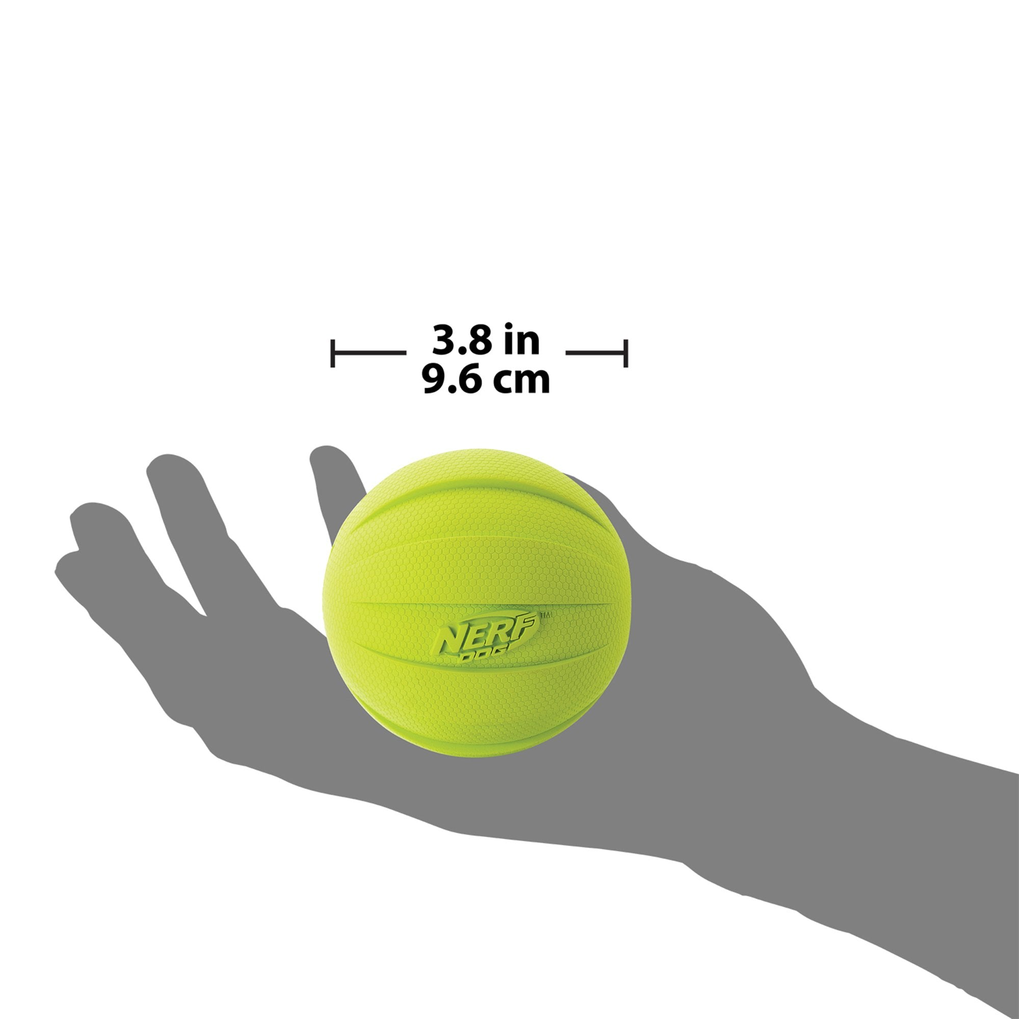 Nerf Dog Rubber Ball Dog Toy With Squeaker, Lightweight, Durable And Water Resistant, 4 Inch Diameter For Medium/Large Breeds, Single Unit, Green