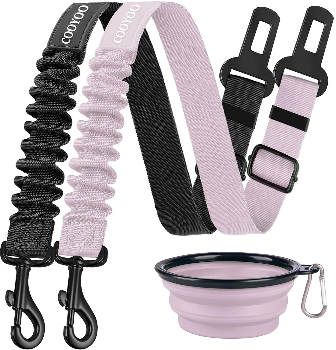 Cooyoo Dog Seat Belt,3 Piece Set Retractable Dog Car Adjustable Seatbelts For Vehicle Nylon Pet Safety Heavy Duty & Elastic & Durable Car Harness For Dogs
