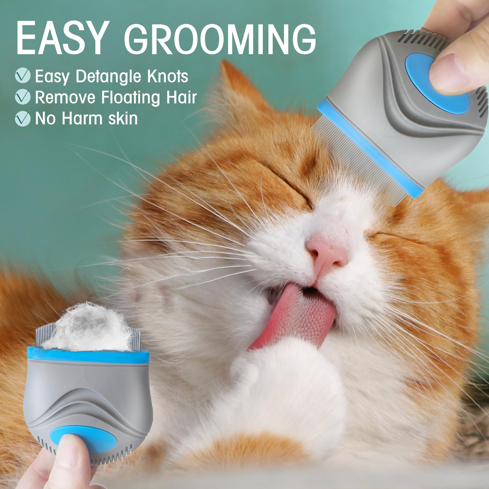 Face Comb For Dogs,Pet Grooming Combs With Rounded Fineteeth,Stainless Steel Tear Stain Remover For Dogs Cats,Lightweight & Port