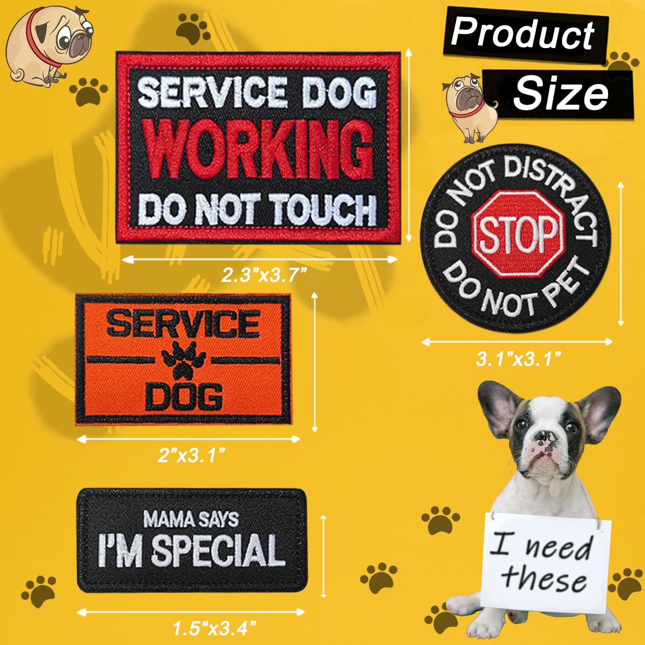 Zesion 15 Pcs Of Service Dog Patch, Removable Embroidered Hook And Loop Patch For Dog Vest Carrier, Vest Harness, Collar
