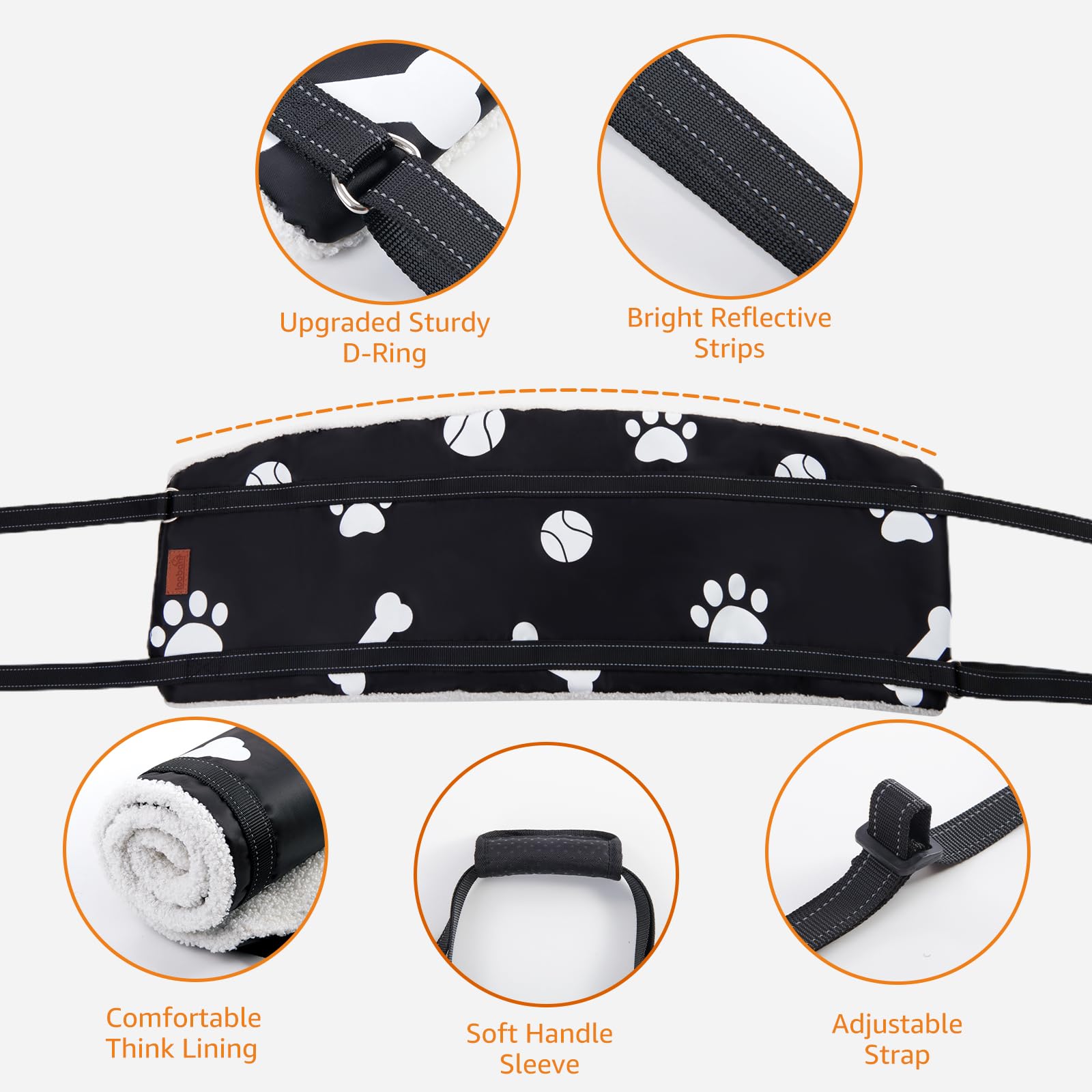 Loobani Dog Lift Harness For Back Legs, Portable Dog Sling For Large Dogs Hind Leg Support, Comfortable Leg Support Assistance F