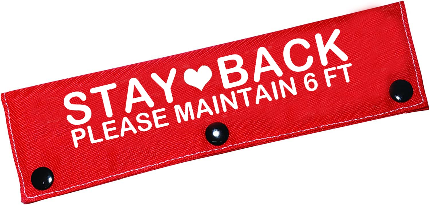 Funny Dog Leash Sleeve Stay Back Please Maintain 6 Ft Dog Leash Wrap Wrap Alert Hanging Id Patch Tag Pet Birthday Gift(Maintain 6 Ft-Sleeve)
