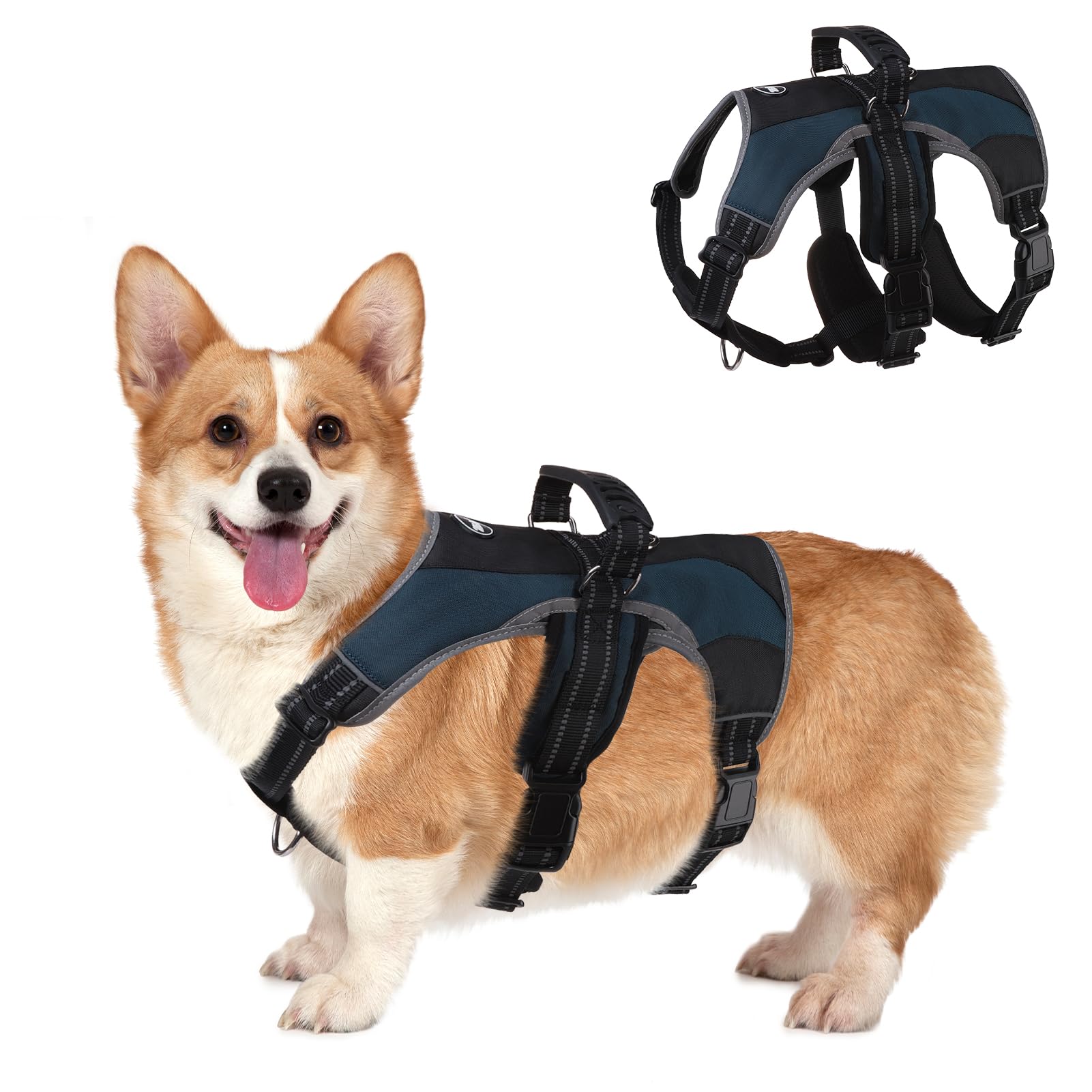 Mihachi Dog Harness For Small Dogs, Escape Proof No Pull Service Vest With Reflective Strips And Control Handle, Adjustable And 