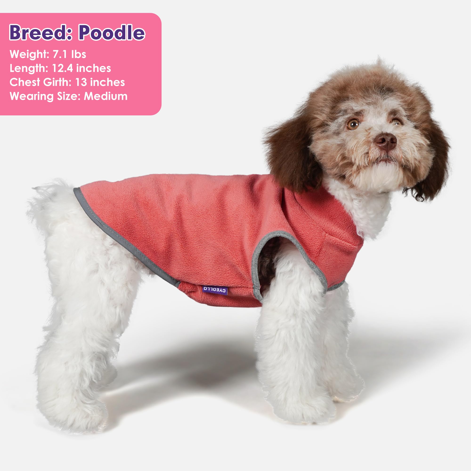 Cyeollo 2 Pack Fleece Dog Sweater Vest & Reflective Sweatshirt - Lightweight Pet Apparel For Medium To Large Dogs (Girl, Pink, F