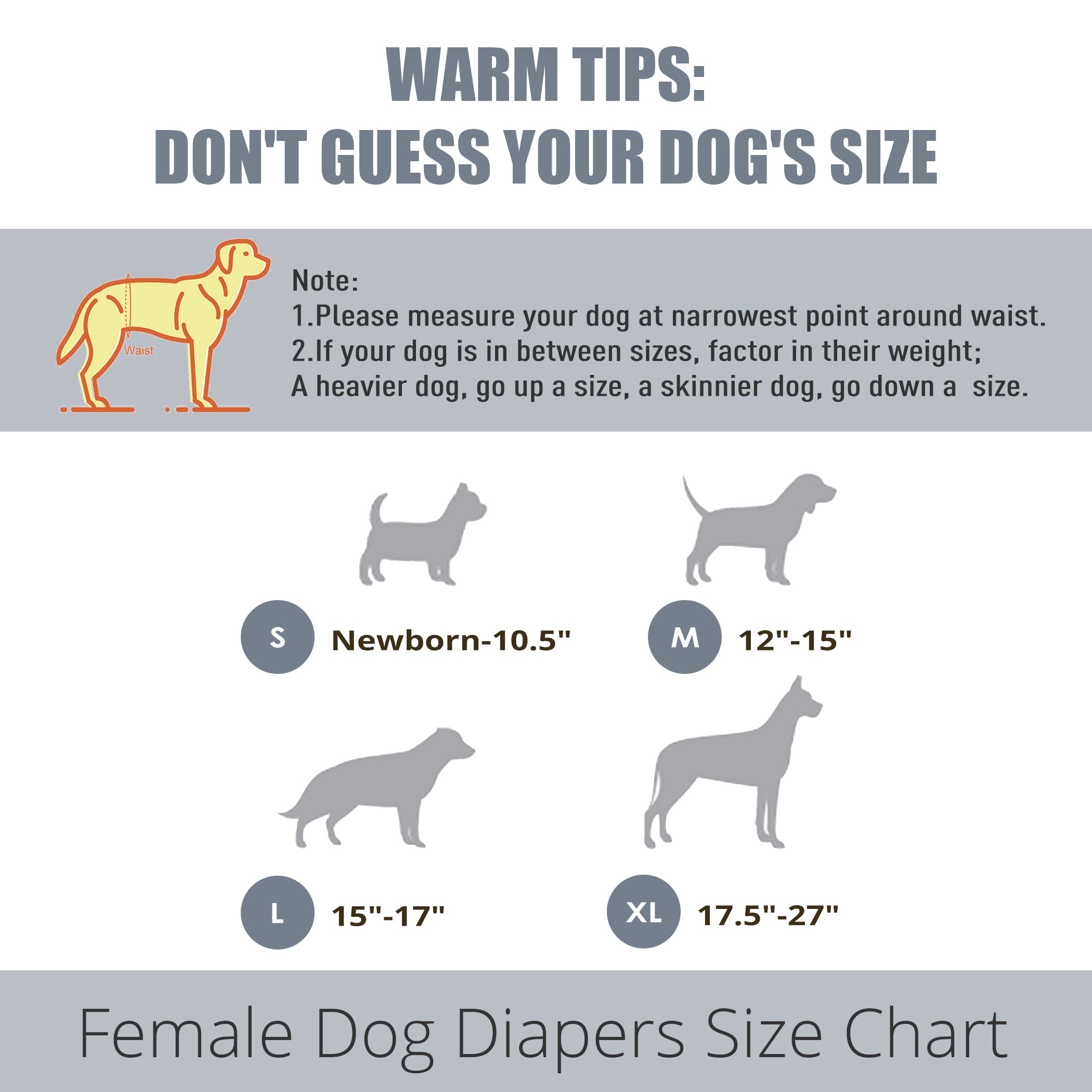 Wegreeco Female Dog Diapers (3 Pack), Highly Absorbent Puppy Diapers for Dogs in Heat, Small Medium Large Size (Morandi, Medium)