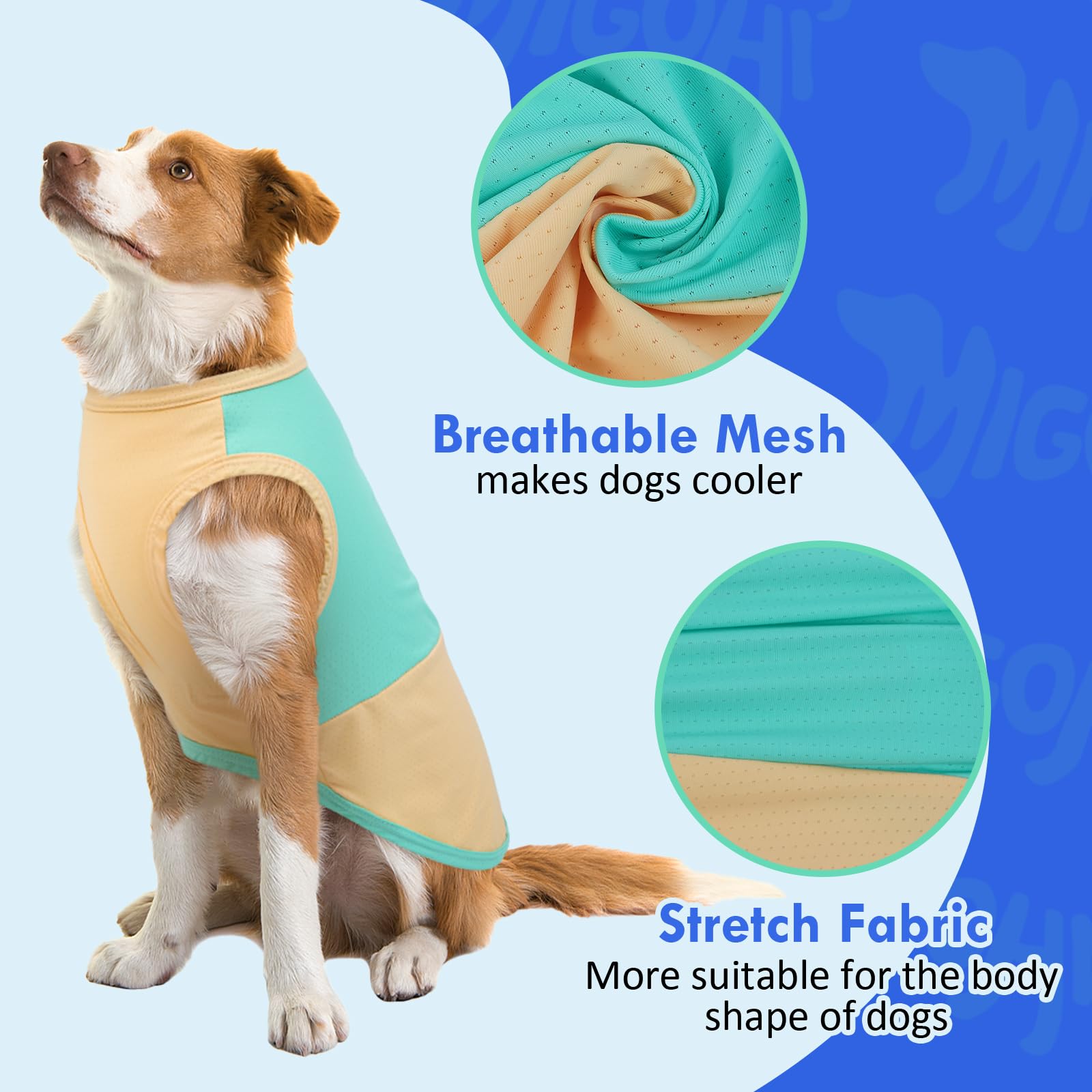 Migohi Dog Cooling Shirt, Durable Moisture-Wicking Cooling Clothes In Hot Summer, Prevents Overheating, Outdoor Activities, Seas