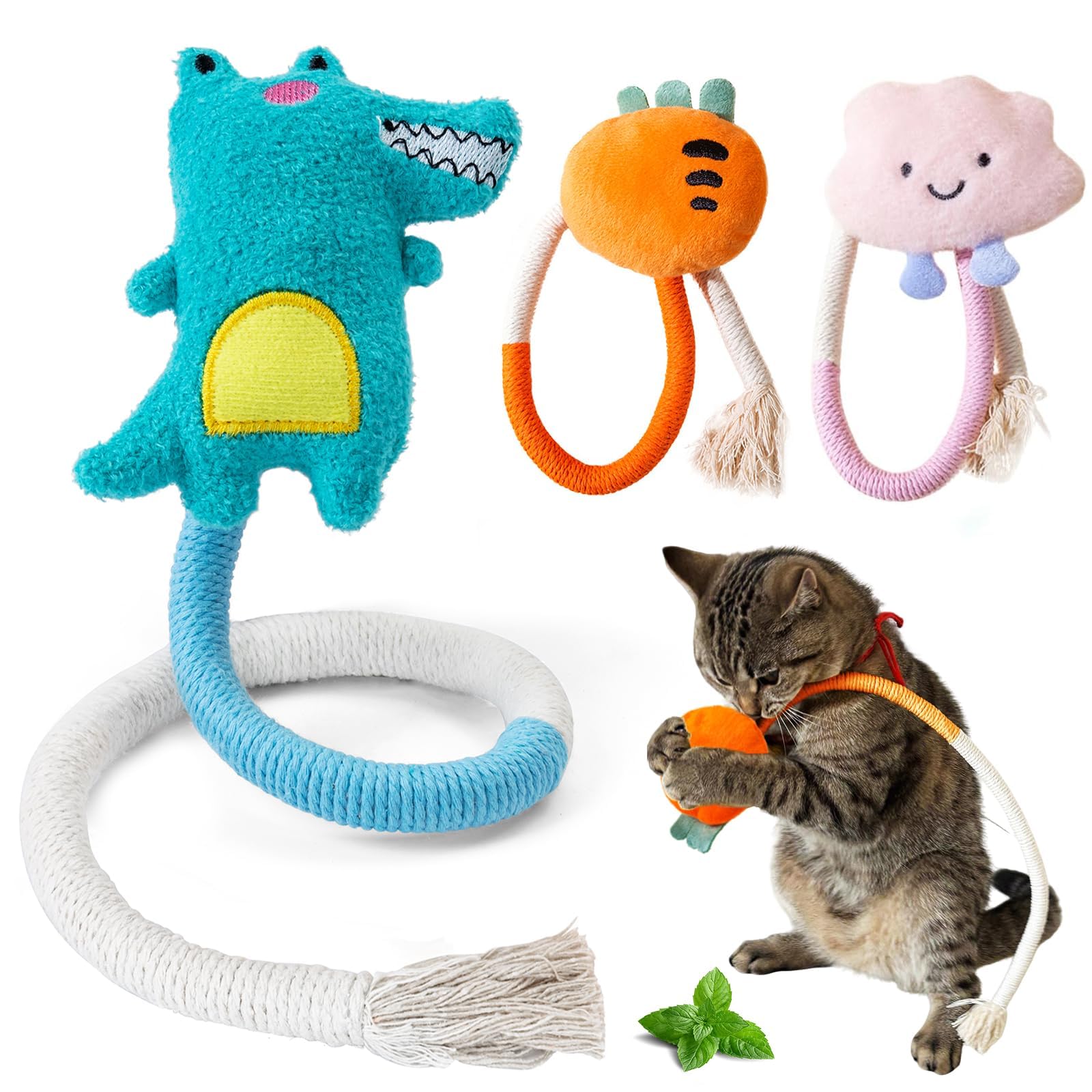 Pmeixcy Cat Chew Toy, Kitten Toys For Indoor Cats, Cat Toy AlligatorShaped Plush Teething Toy With Catnip, Fun And Safe Cats To