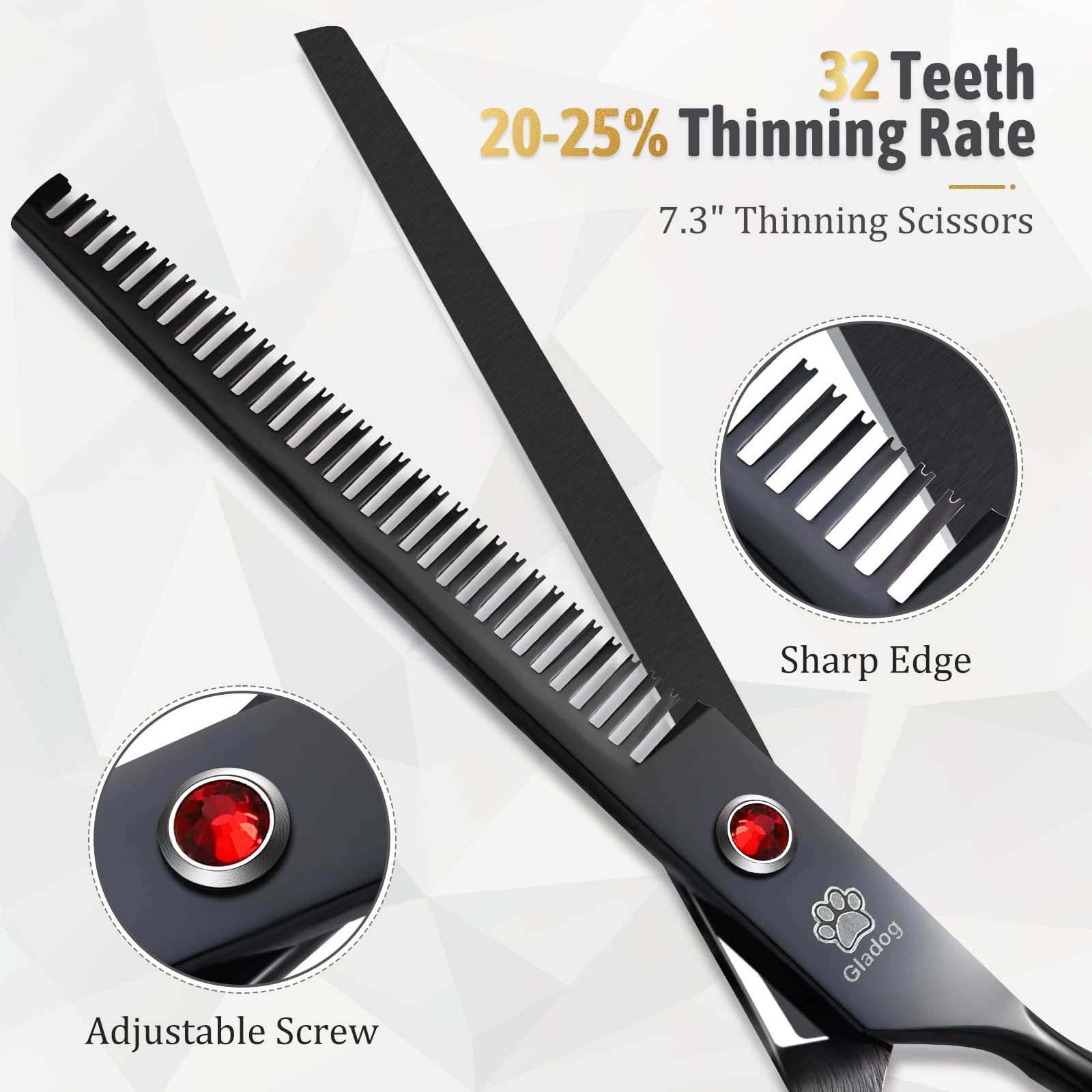 Dog Grooming Scissors Kit With Safety Round Tips, Gladog Professional 5 In 1 Grooming Scissors For Dog And Cat