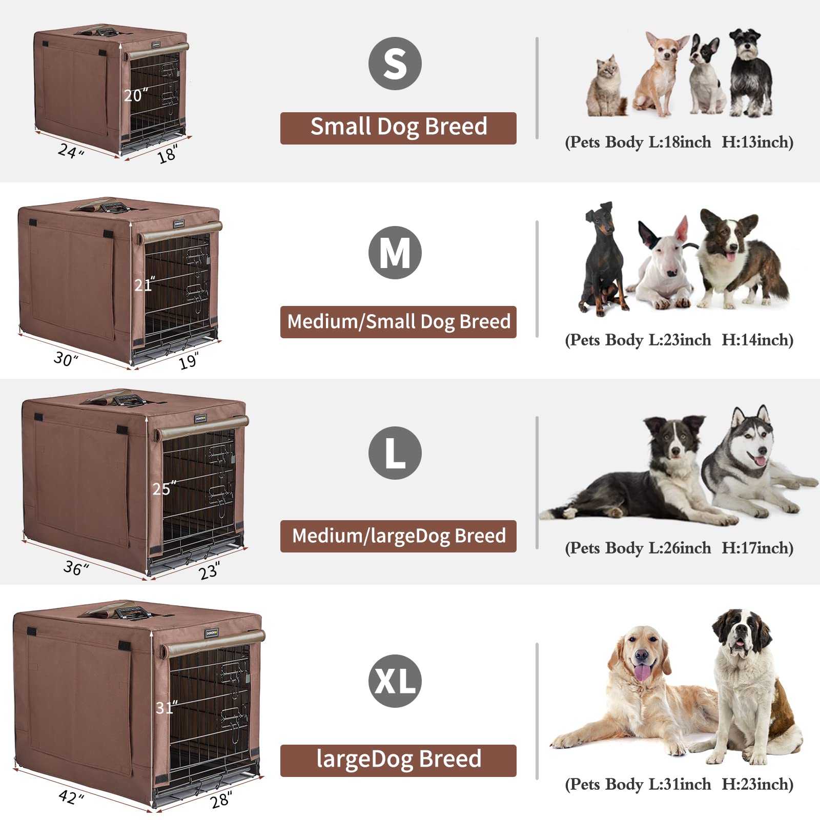 Donoro Dog Crates Kit For Small Size Dogs Indoor With Dog Crate Cover, Double Door Dog Kennels & Houses For Puppy And Cats, Collapsible Metal Contour Dog Cages (30-Inch Kit)
