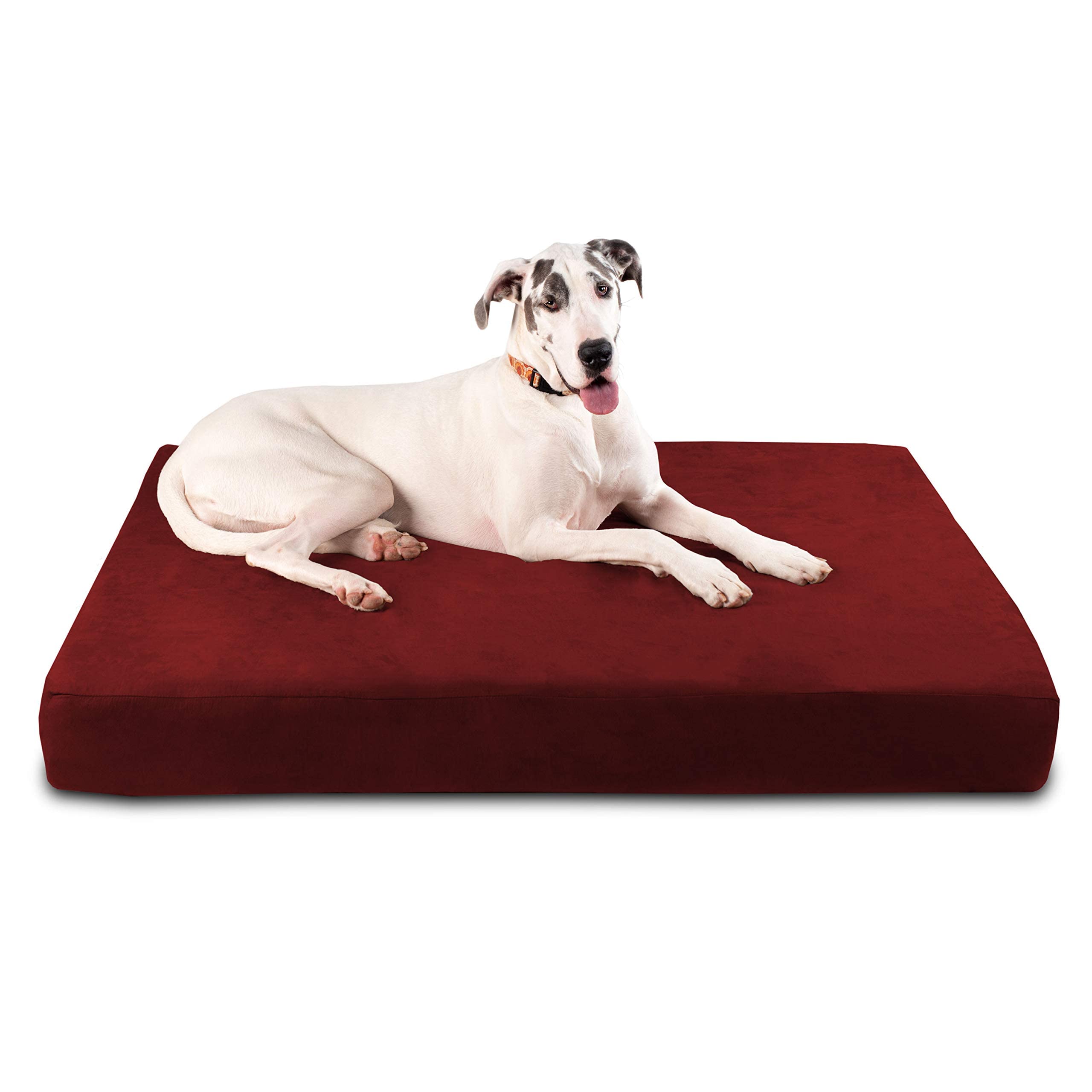 Barker Beds Sleek Giant Dog Bed (Giant, Burgundy) - 7'' Thick Soft & Comfortable Orthopedic Cushion - Big Dog Bed - Durable & Wa