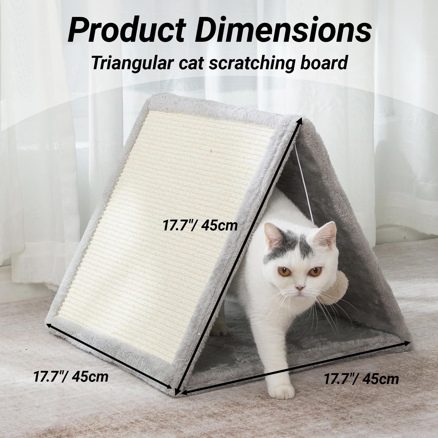 Luckitty Cat Scratching Pad - Sisal Shell And Gray Soft Plush Lining With A Plush Toy Ball, Cat Claw Sharpener - Protect Furnitu