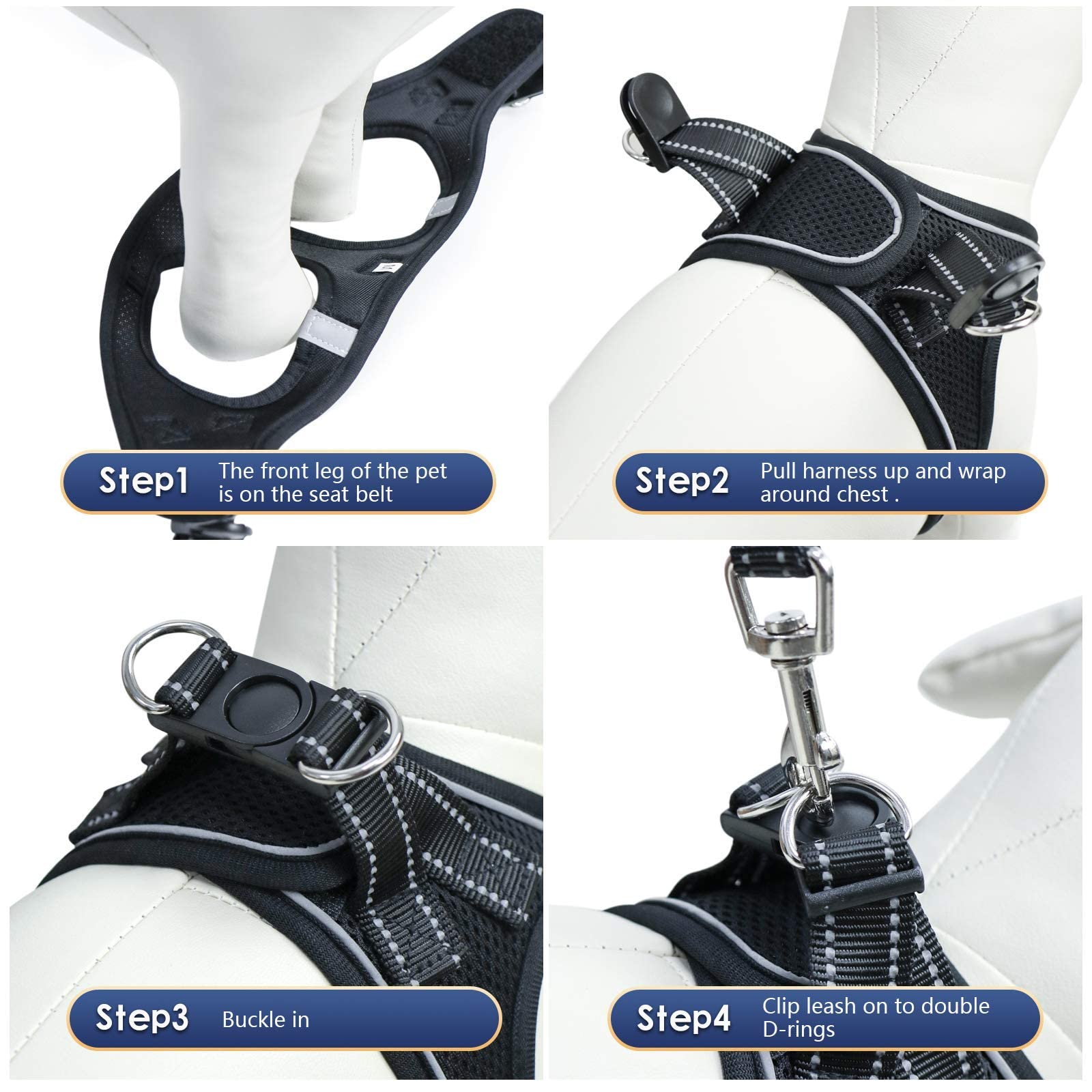 Yimeis Dog Harness And Leash Set, No Pull Soft Mesh Pet Harness, Reflective Adjustable Puppy Vest For Small Medium Large Dogs, Cats (Black-Update, Small (Pack Of 1))