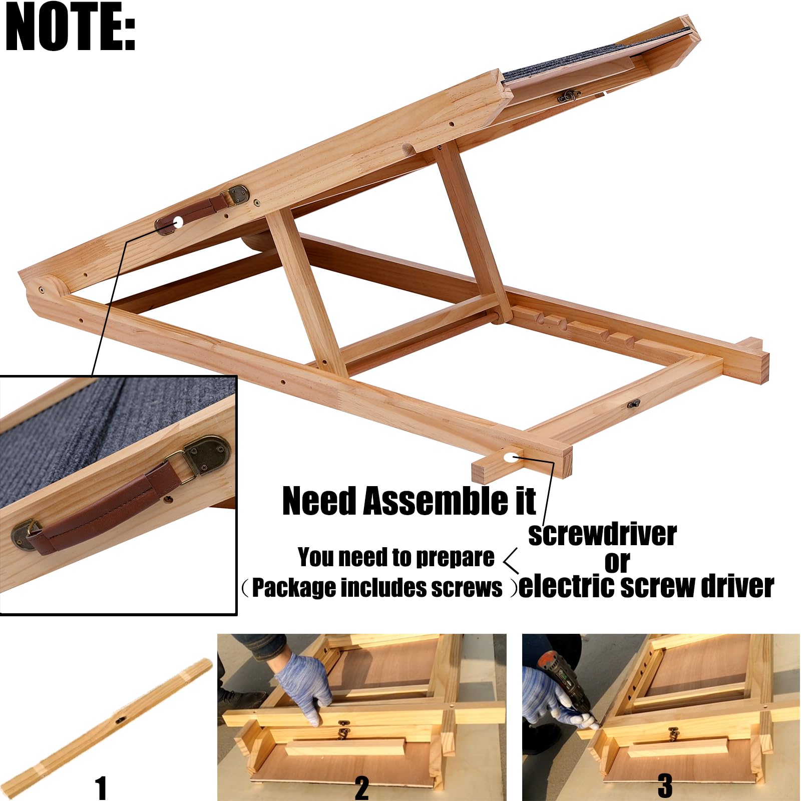 QUCHRYO Foldable Wooden Dog Ramp - 5-Level Non-Slip Steps for Dogs & Cats, Natural Color, Indoor/Outdoor Use, Model QUANC003