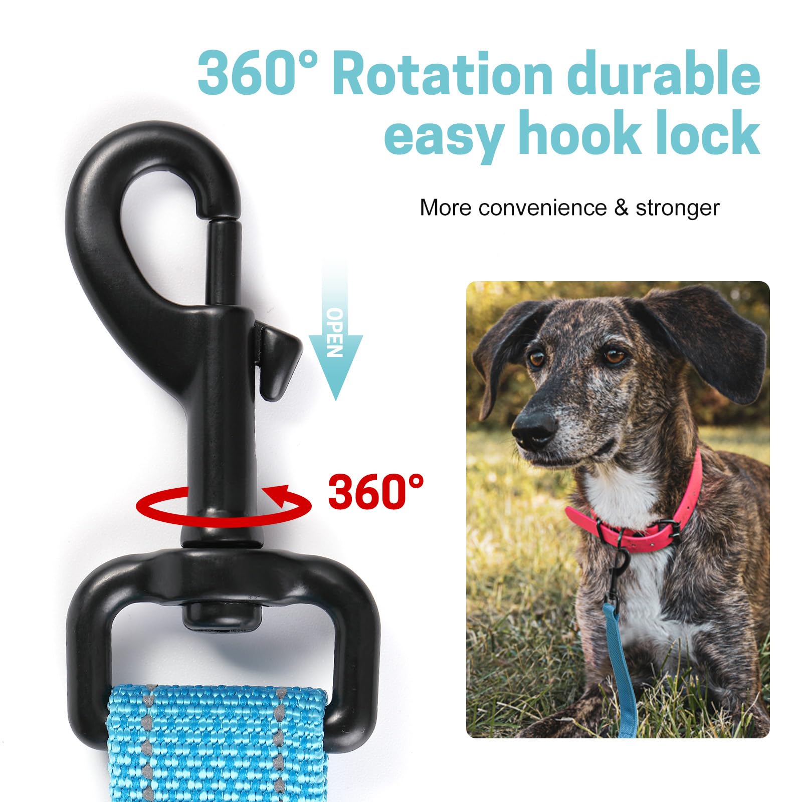 Easyease Dog Leash With 2 Comfortable Soft Padded Handles, Reflective Heavy Duty Pet Dog Walking Leashes, 4Ft Blue Durable Dog T