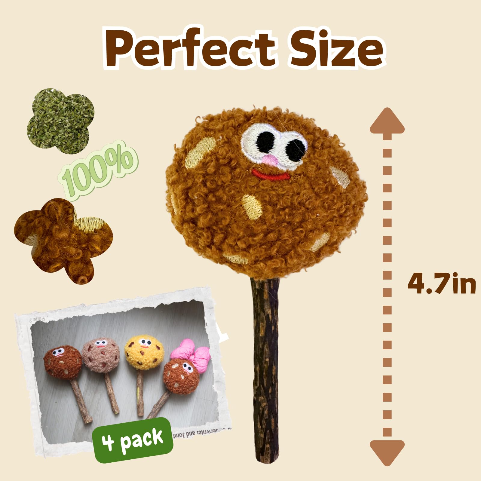 Cece Paw 4 Pack Catnip & Silvervine Lollipops, Cat Chew Toy For Kitten Teething, Interactive Cat Toy For Bored Indoor Cats, Cat