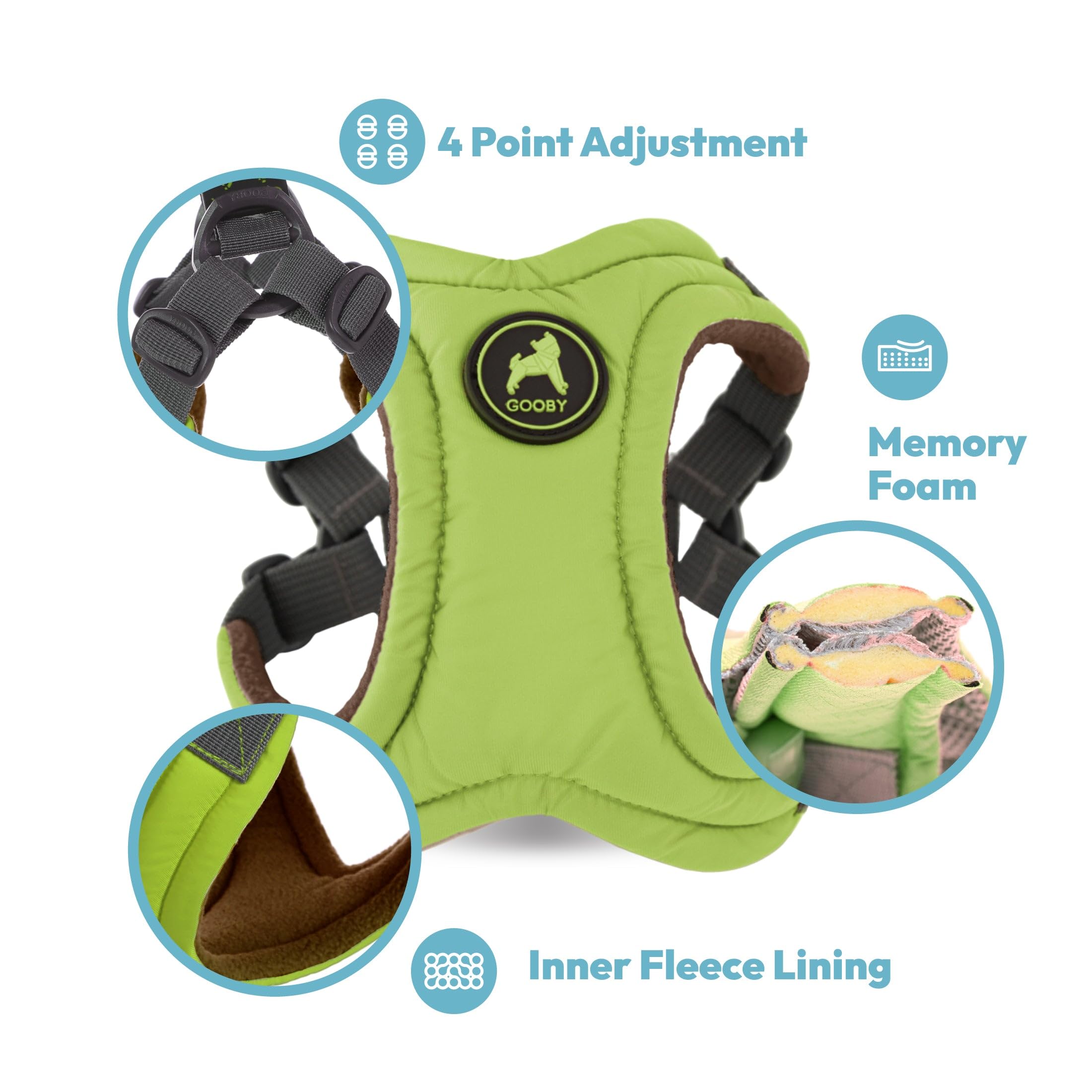 Gooby Escape Free Memory Foam Harness - Purple, Small - No Pull Step-in Small Dog Harness with Four Point Adjustment - Perfect o