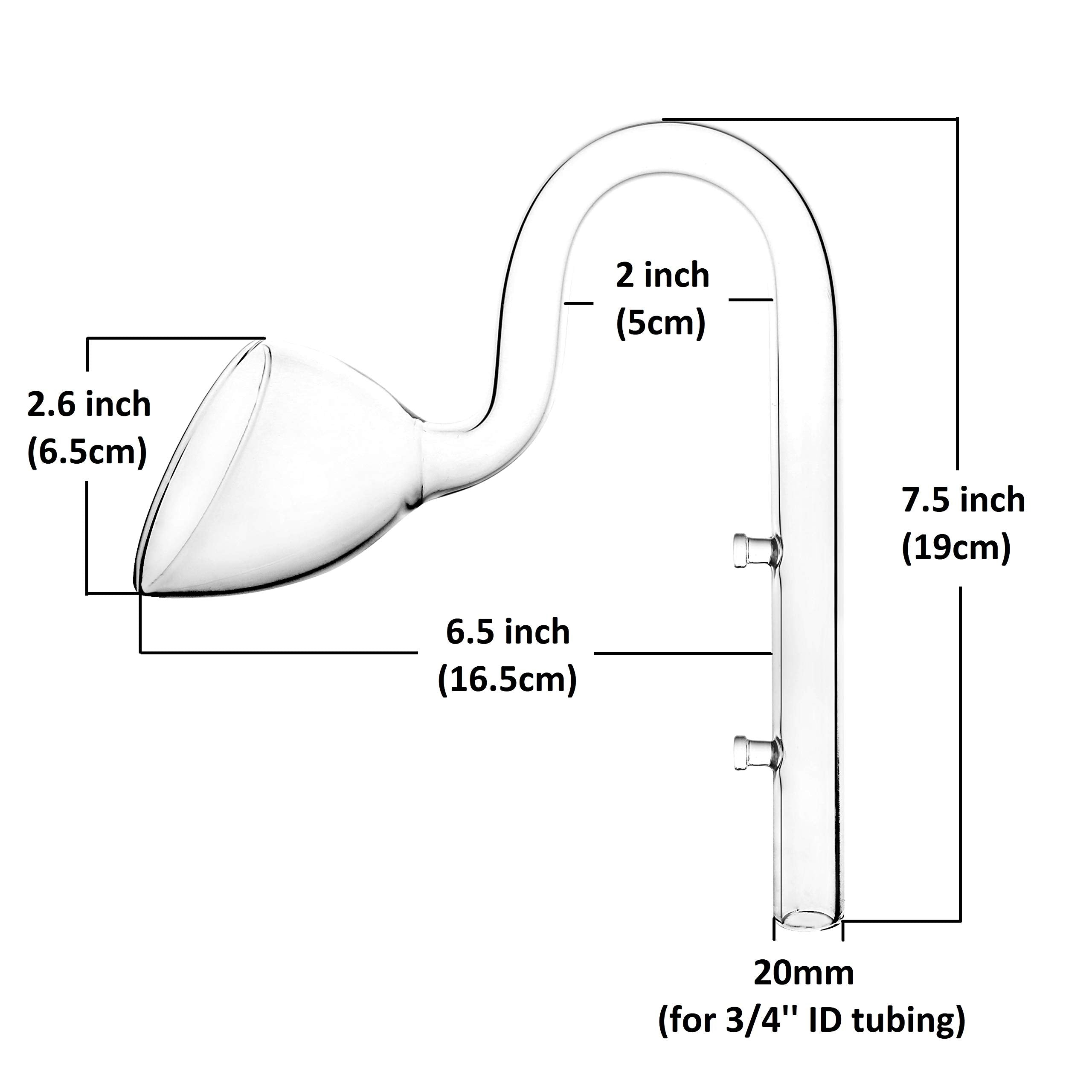 Jardli Glass Lily Pipe Outflow For Aquarium Planted Tank (20Mm For 19/25Mm (3/4' Id) Tubing)