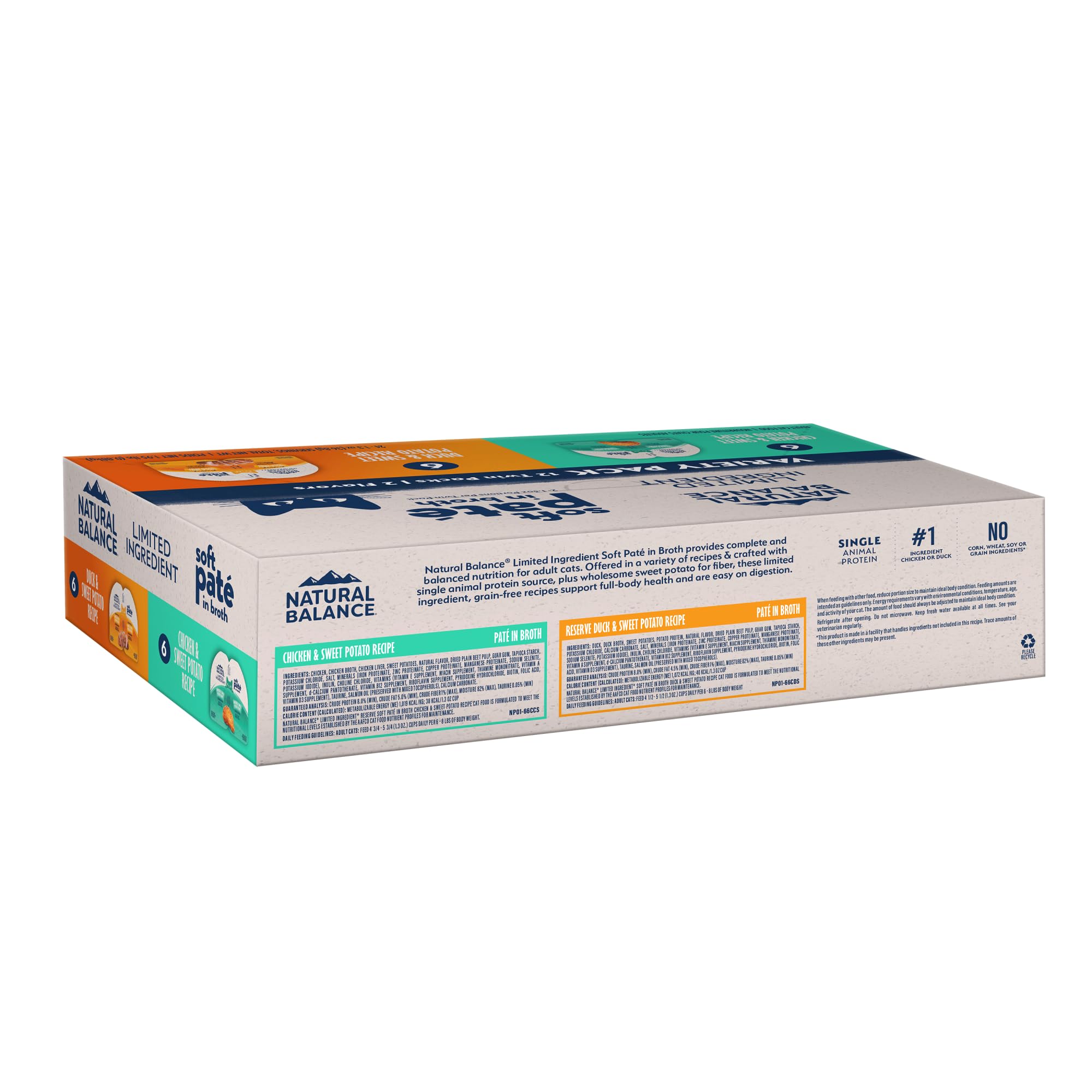Natural Balance Limited Ingredient Split Cup Variety Pack - Chicken and Duck with Sweet Potato Recipe Soft Pate Wet Cat Food for