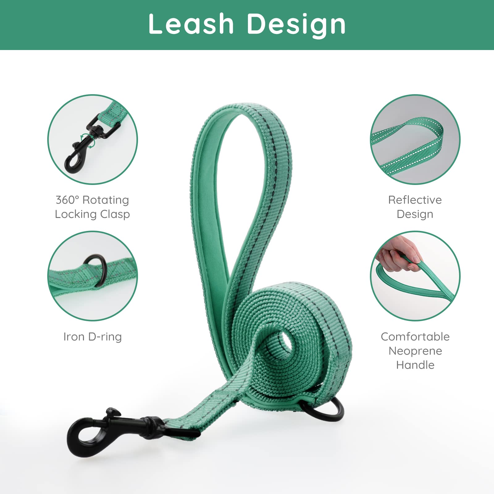 Bella & Pal Puppy Harness & Leash Set, No Pull, Step-In Harness For Extra Small Dogs, Green Xs
