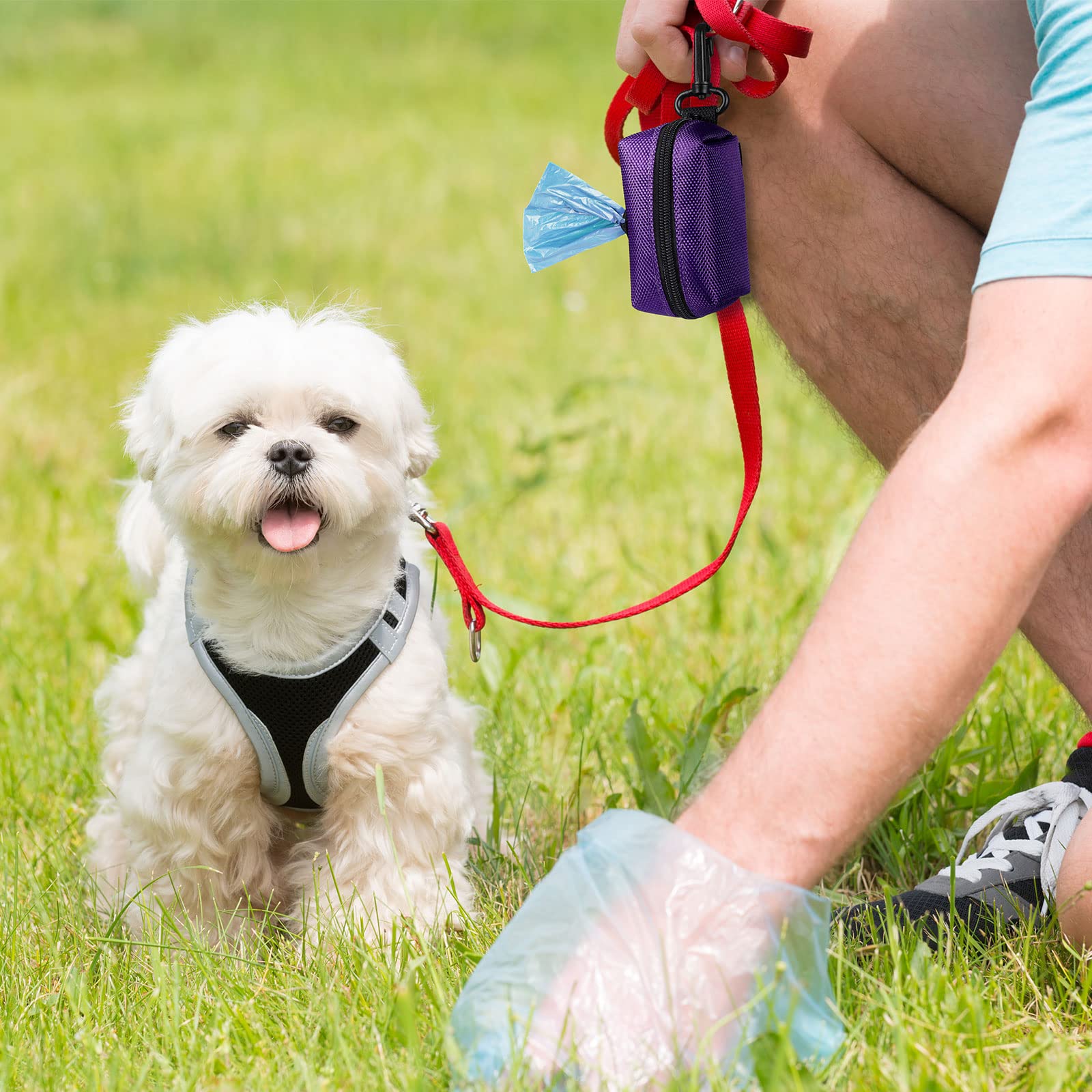2 Pack Dog Poop Bag Holder for Leash Attachment - Waste Bag Dispenser for Leash - Fits Any Dog Leash - Portable Set with 1 Hand