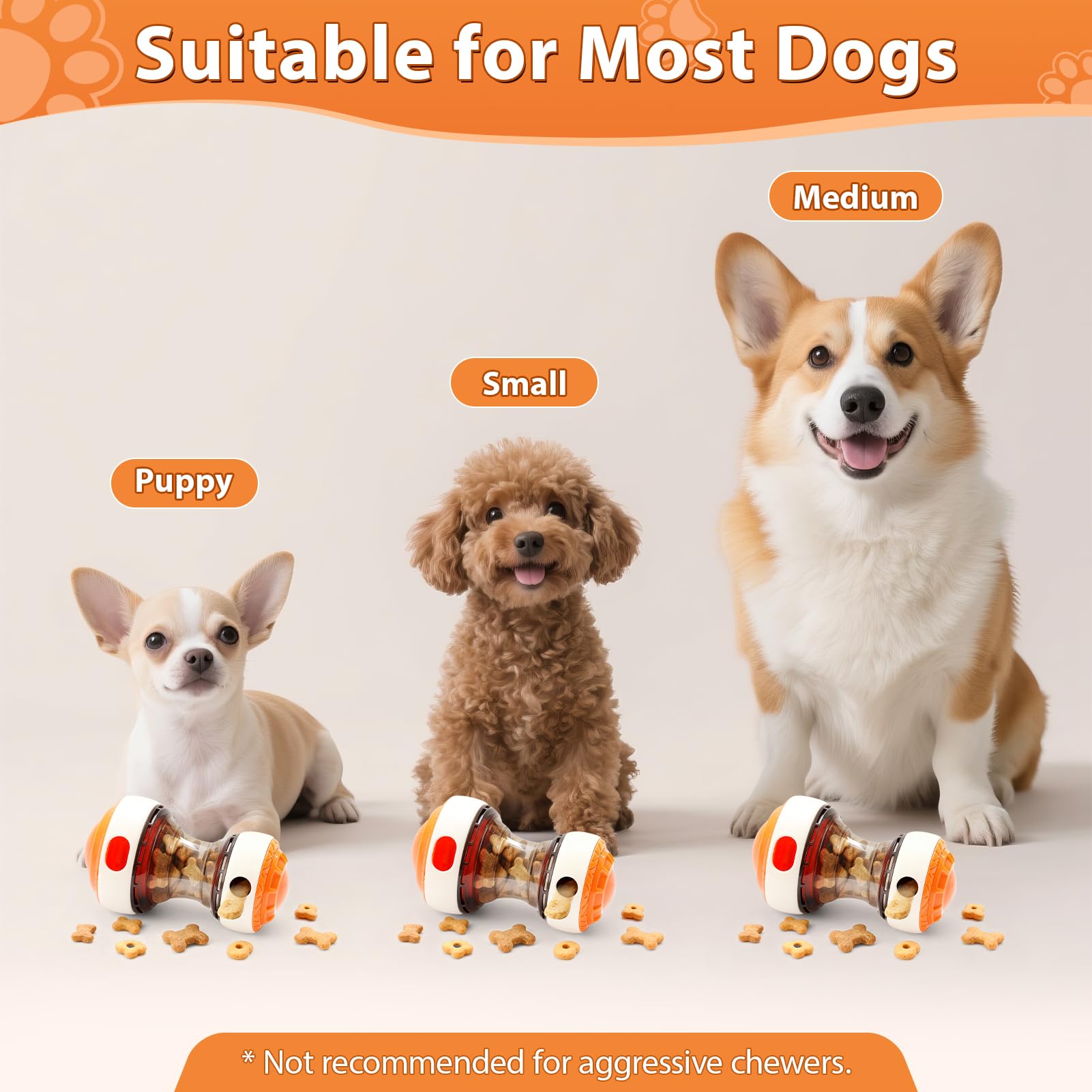 Dog Puzzle Toy - Adjustable Treat Dispensing Ball Food Dispenser Slow Feeder, Puppy Enrichment Training Toy, Pet Interactive Cha