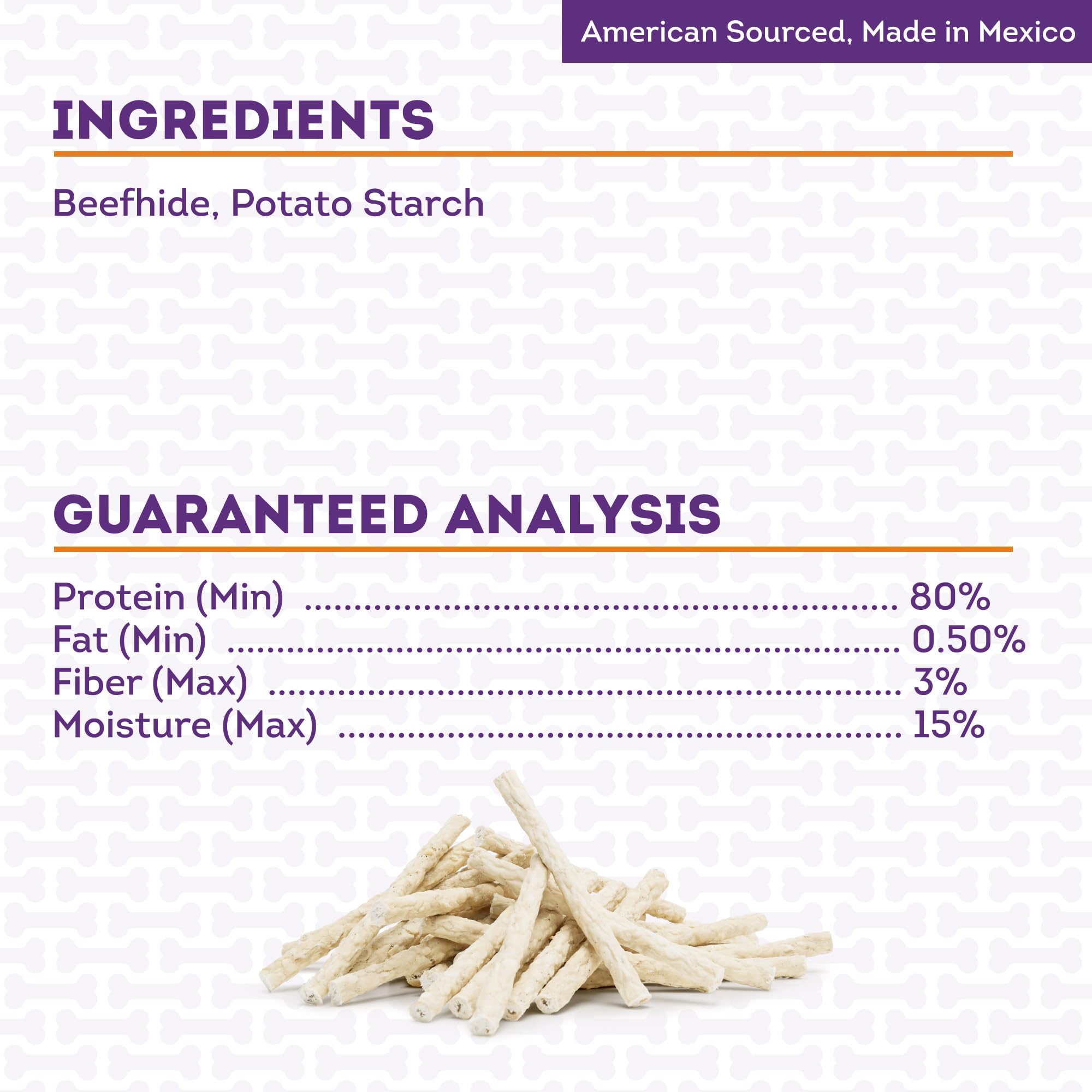 Treatly Beefhide Munchy Sticks 5 Dog Chew Treats - Natural Flavor, 40 Count/1 Pack