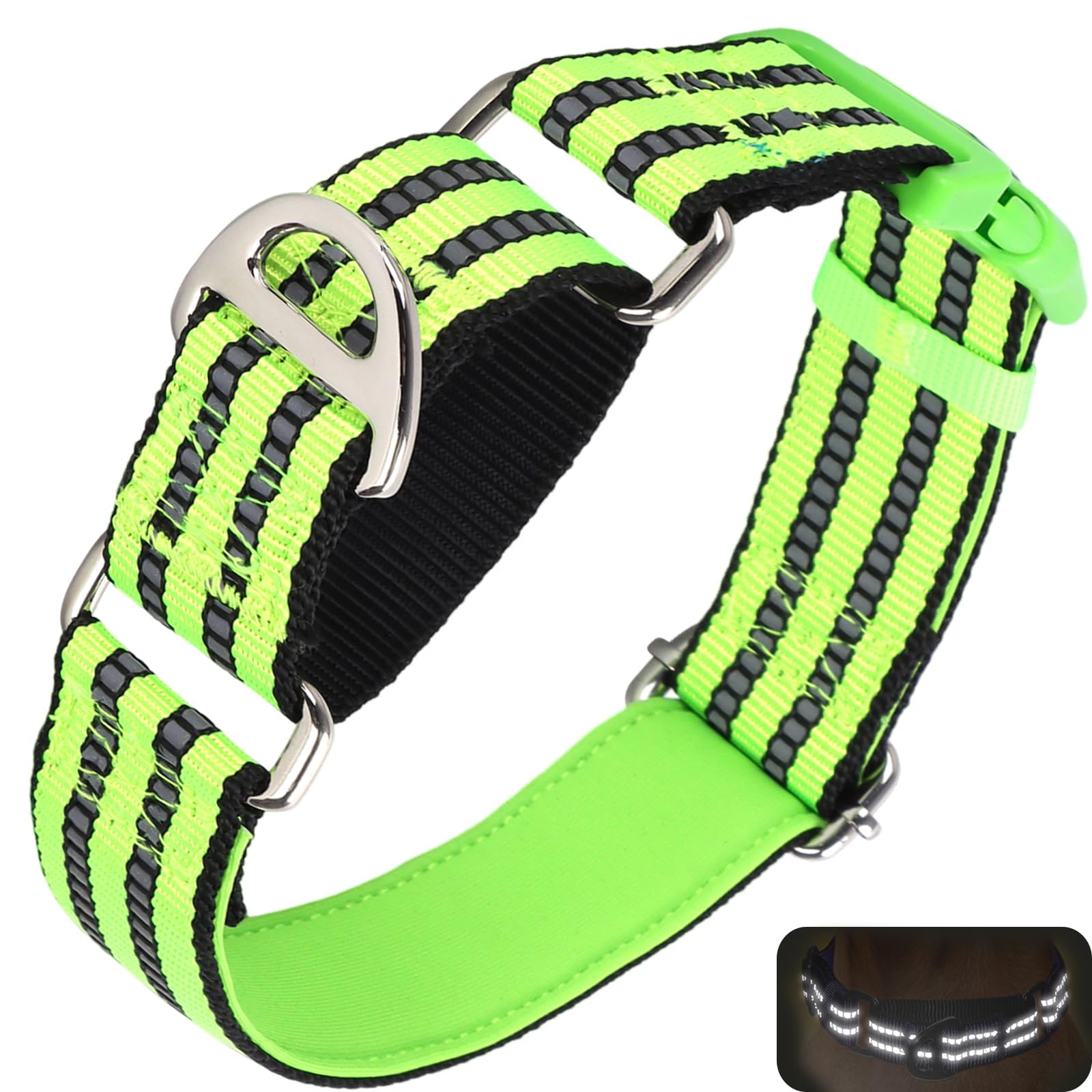 Martingale Dog Collar For Dogs, Reflective Heavy Duty Adjustable Collar With Quick Release Buckle, No Slip Collar For Girl Or Bo
