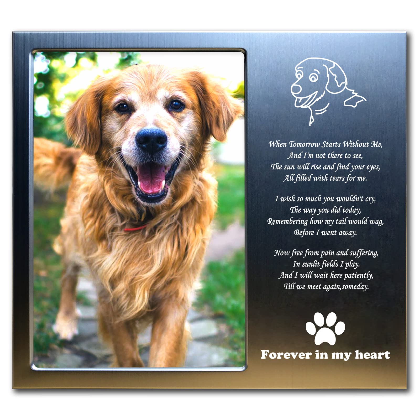 Joeziton Dog Memorial Gifts For Loss Of Dog, Loss Of Dog Sympathy Gift, Rainbow Bridge Dog Memorial Picture Frame, 4X6 Inch Personalized Metal