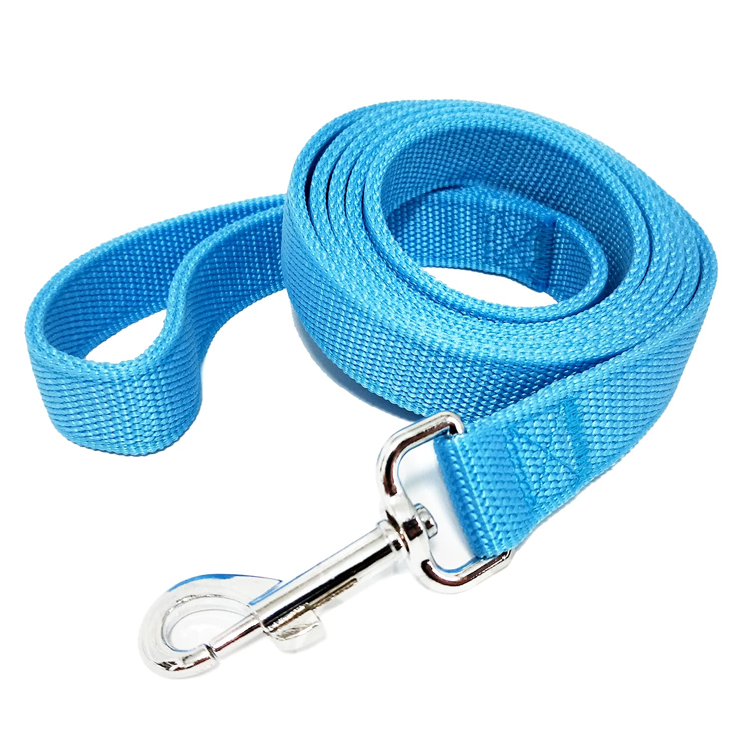 Strong Nylon Dog Leash With 2-Layer, 4 Ft/ 6 Ft/ 7Ft Long, 1 Inch Wide For Medium Large Dogs (Sky Blue, 1'' X 2 Ft)