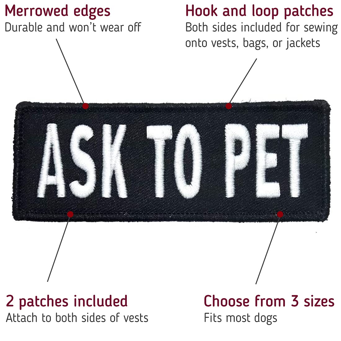 Leashboss Service Dog Patches for Harness | hook and loop Patches for Dog Harness or Vest | Do Not Pet Patch, Dog in Training, S
