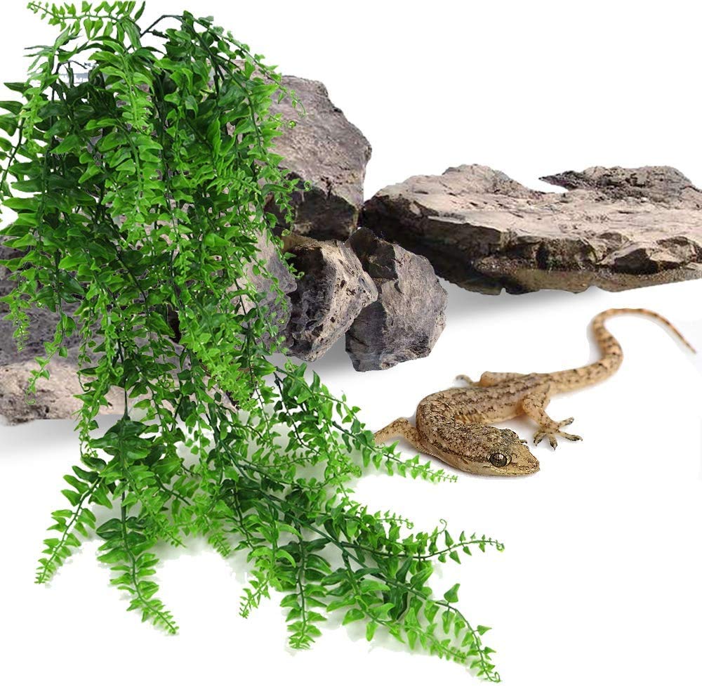 Pinvnby Reptile Plants Hanging Fake Vines Boston Climbing Terrarium Plant With Suction Cup For Bearded Dragons Lizards Geckos Sn