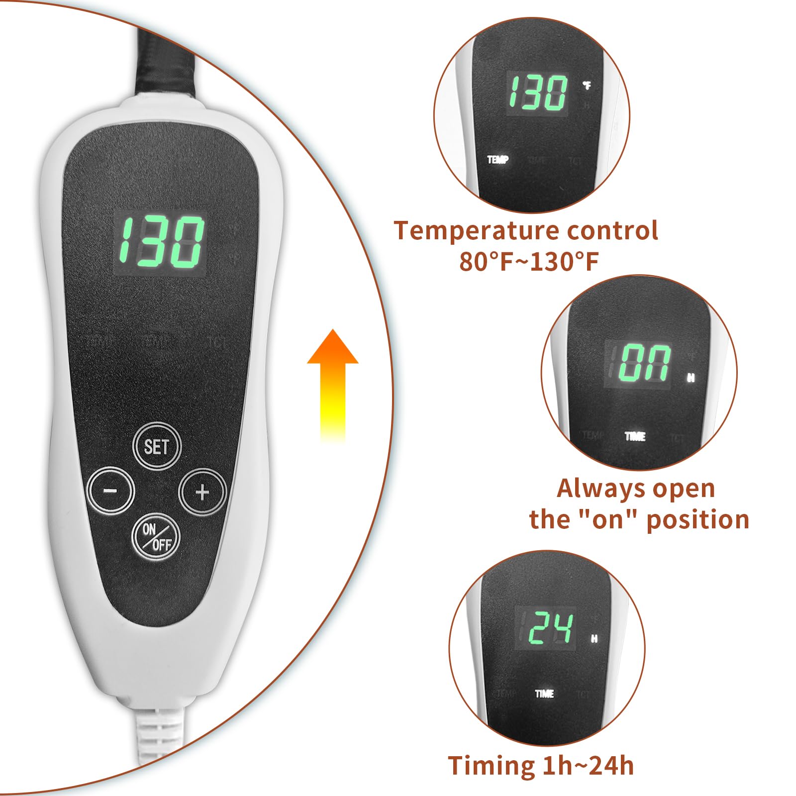 GOLOPET Pet Heating Pad 22x18 in with Smart Thermostat Switch and Power Line Protection Tube,Obtained MET and UL Dual Certificat
