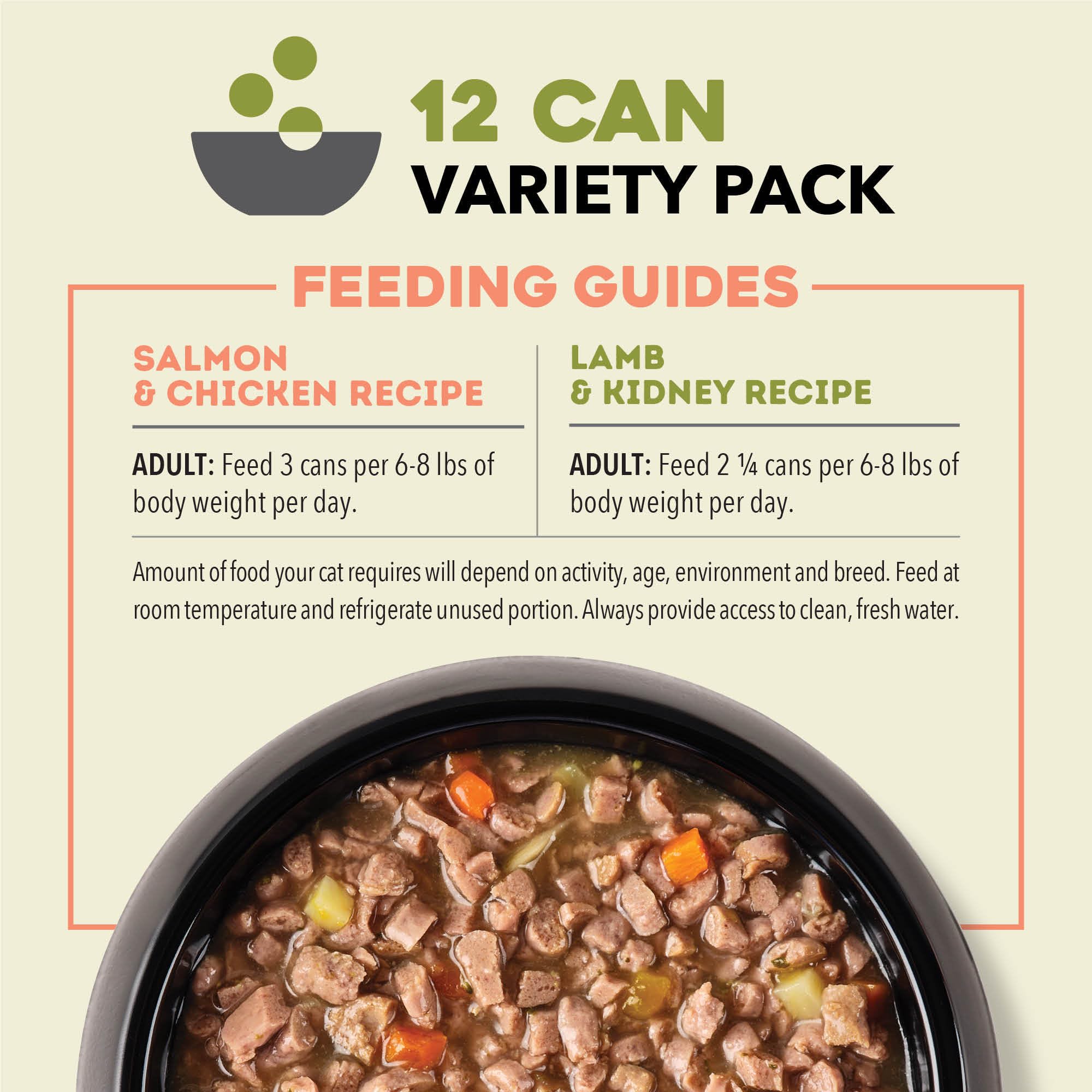 ACANA Chunks in Broth Wet Cat Food Variety Pack: Salmon & Chicken + Lamb & Kidney Recipes 3oz Cans (12 Count, 6 of Each)