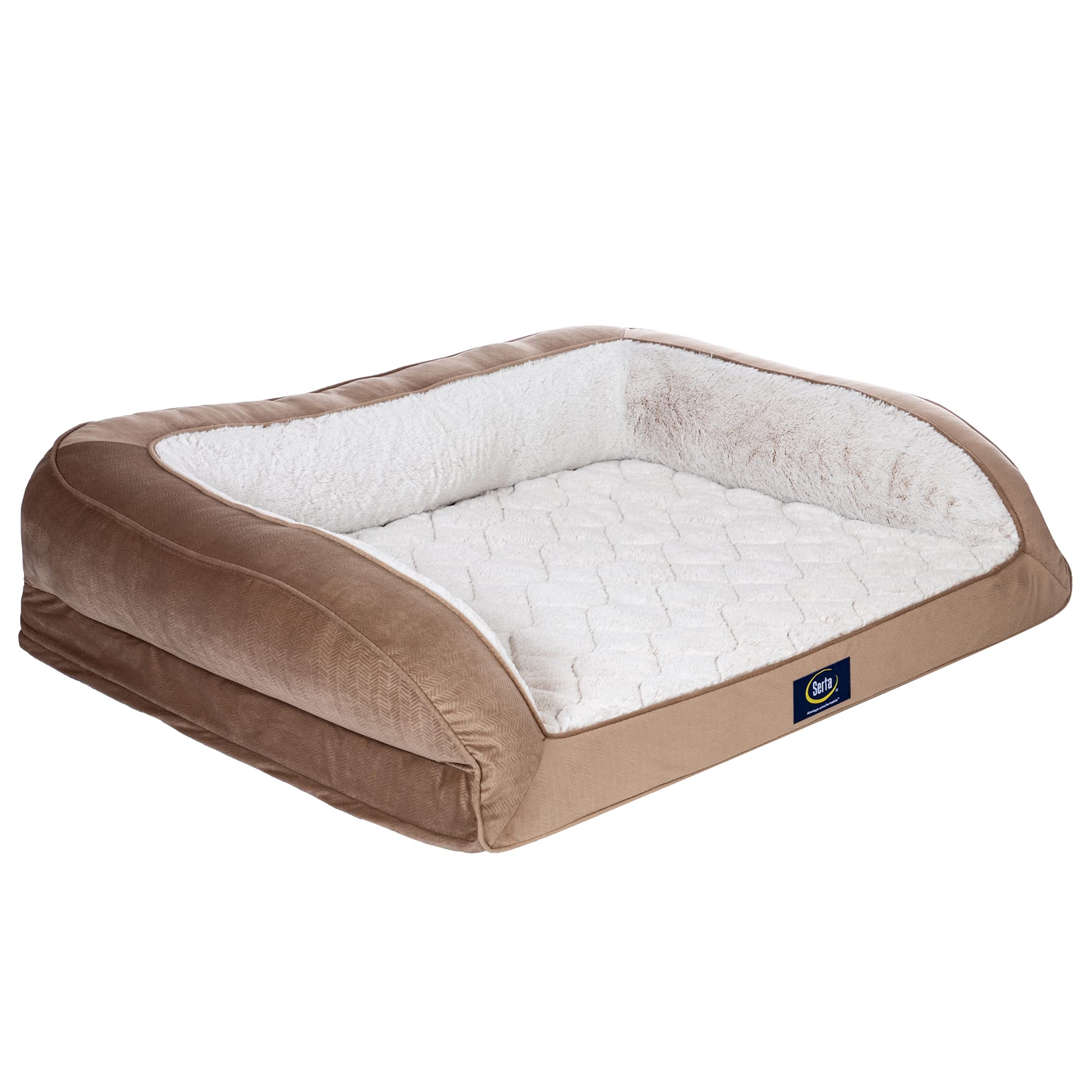 Serta Orthopedic Quilted Couch Dog Bed For Pets - Desert Sand (X-Large)
