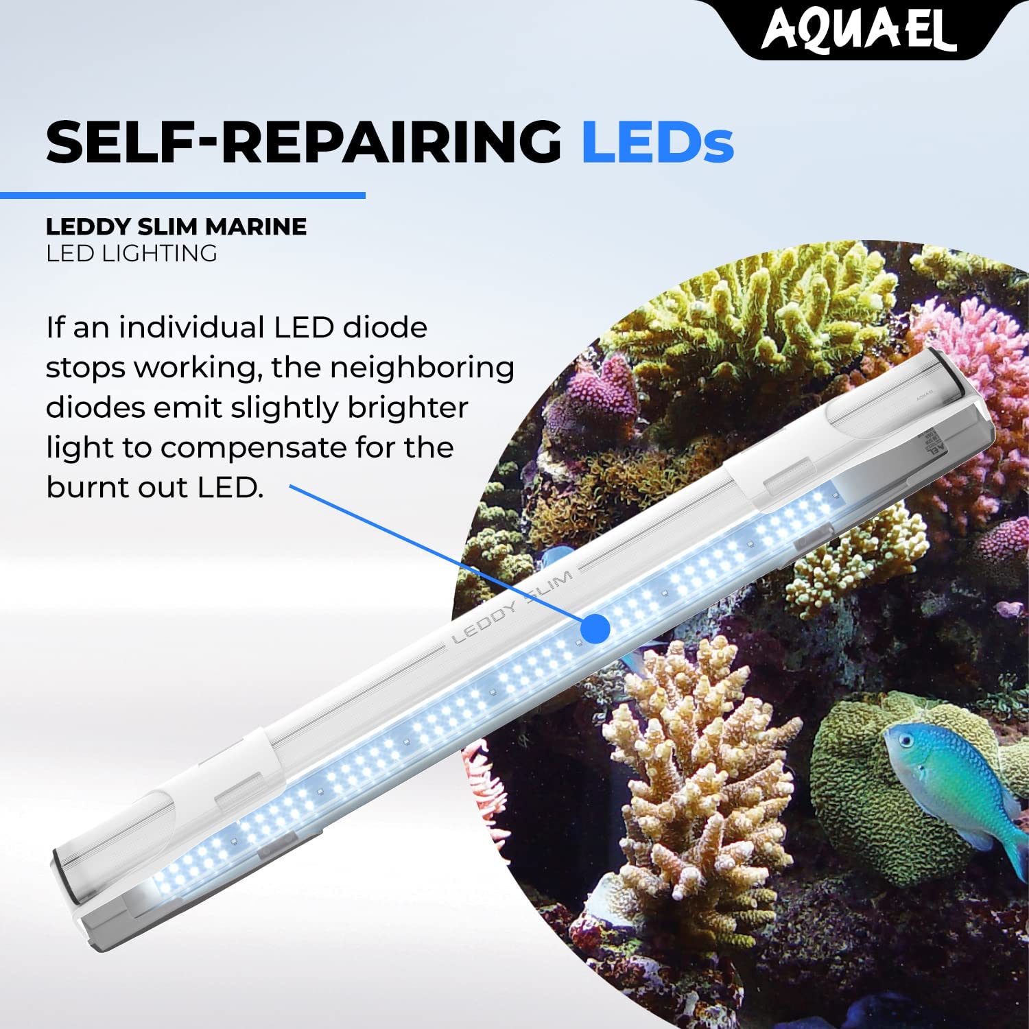 Aquael Leddy Slim Marine Premium Aquarium Light (White, 32W 30'-40')