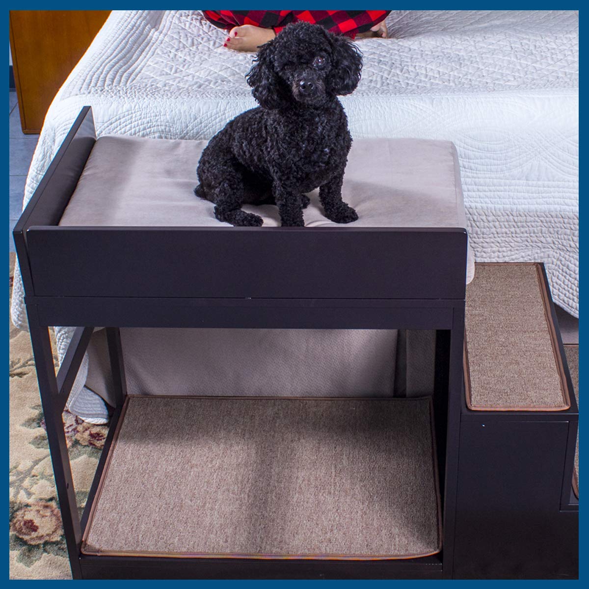 Penn-Plax Buddy Bunk Pet Stairs for Small Dogs & Cats, 3-Step System, Brown, 44"L x 20"W x 29"Th, Model DOGF60
