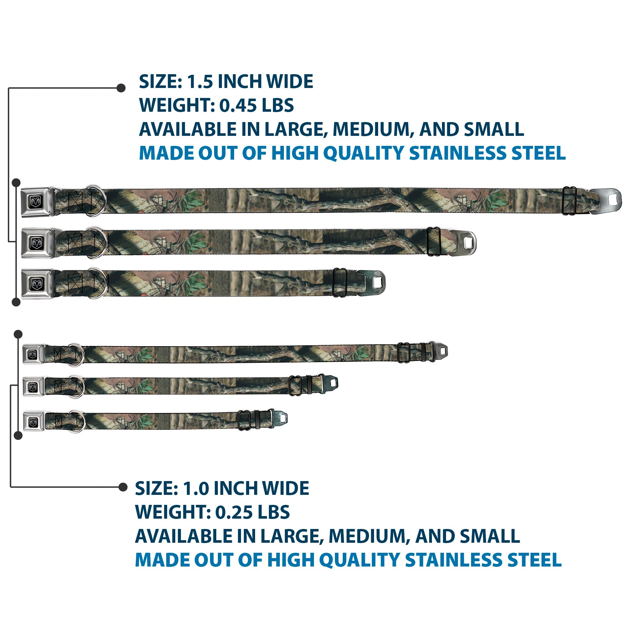 Buckle-Down Dog Collar Seatbelt Buckle Mossy Oak Break Up Infinity 18 to 32 Inches 1.5 Inch Wide