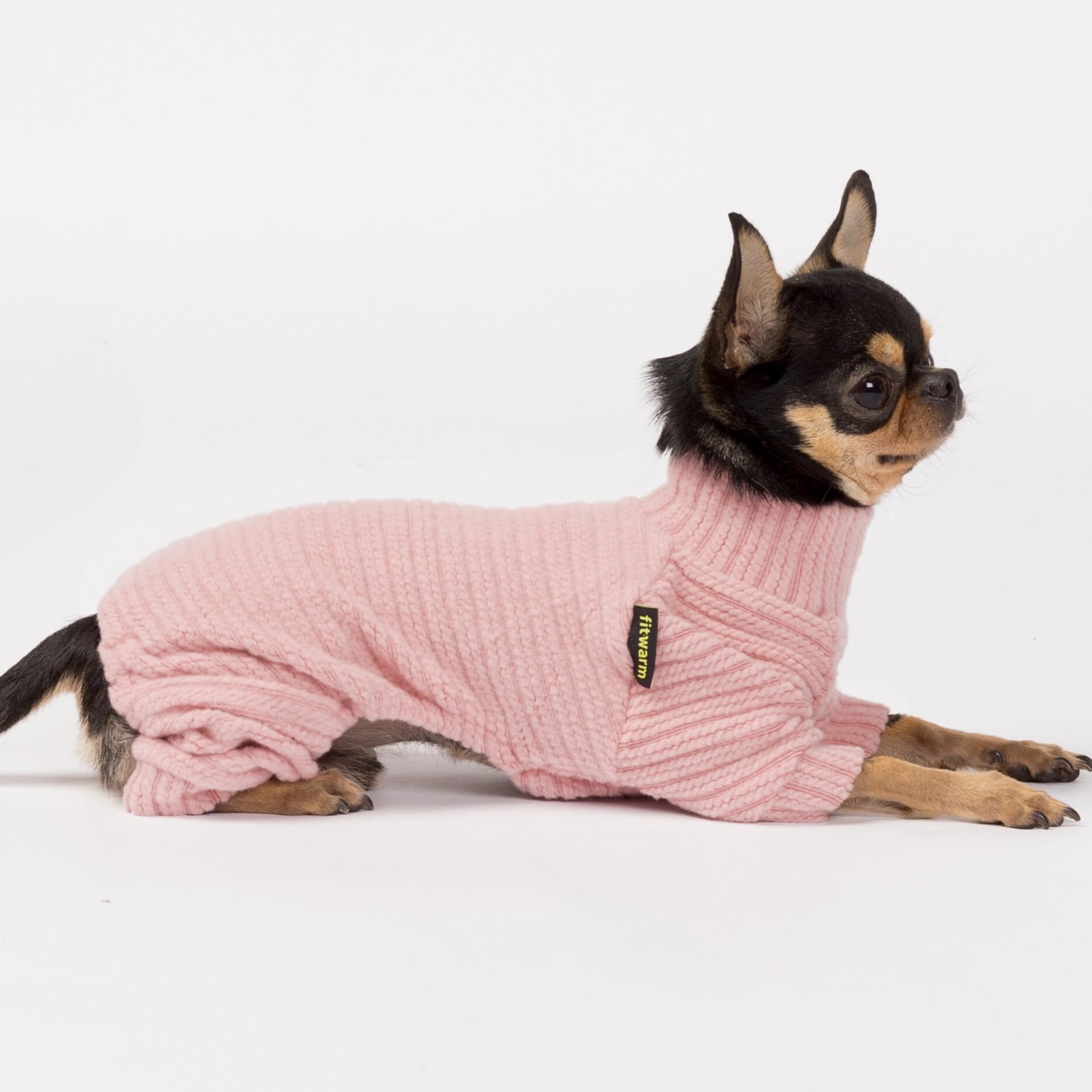 Fitwarm Turtleneck Knitted Dog Sweater Puppy Pajamas Thermal Doggie Winter Clothes Knitwear Pet Coats Cat Apparel Pink Large