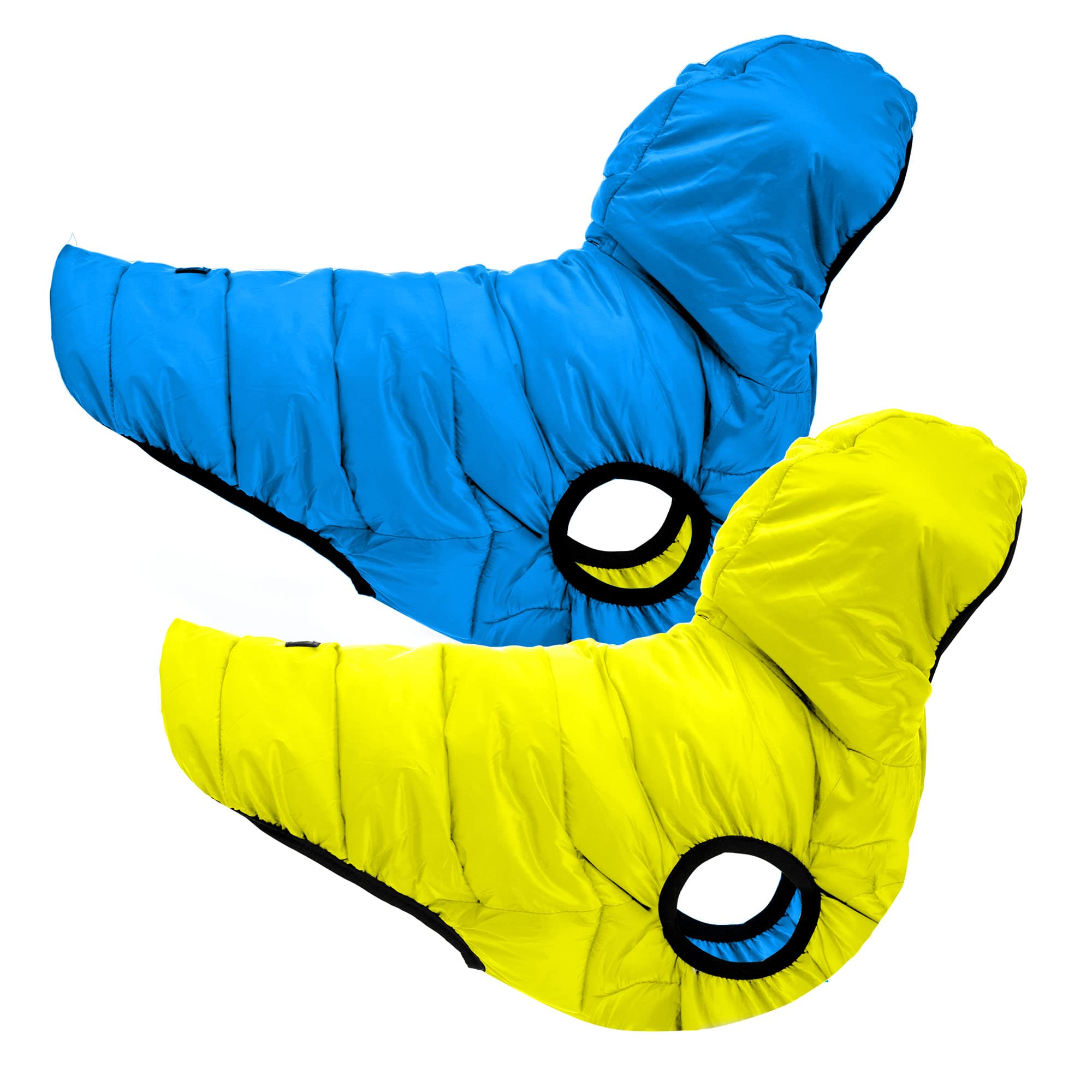 Pawtitas Reversible Dog Puffer Jacket | Water Resistant | Dog Coat For Winter To Keep Your Puppy Warm | Blue/Yellow, Xx-Large