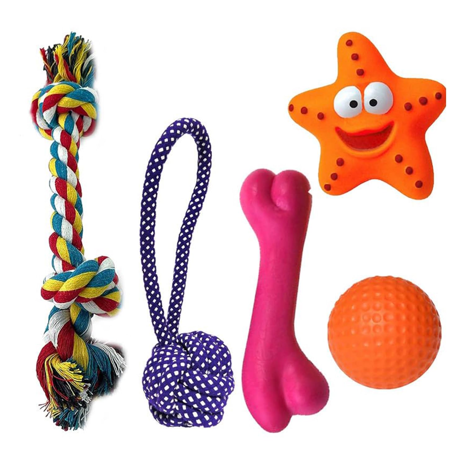 Pawise Dog Combo Chew Toy L 2 Knot Rope Toy L Puppy Squeaky Toy L NonToxic Dog Toy L Dog Cotton Rope Toy For Small & Medium Bre