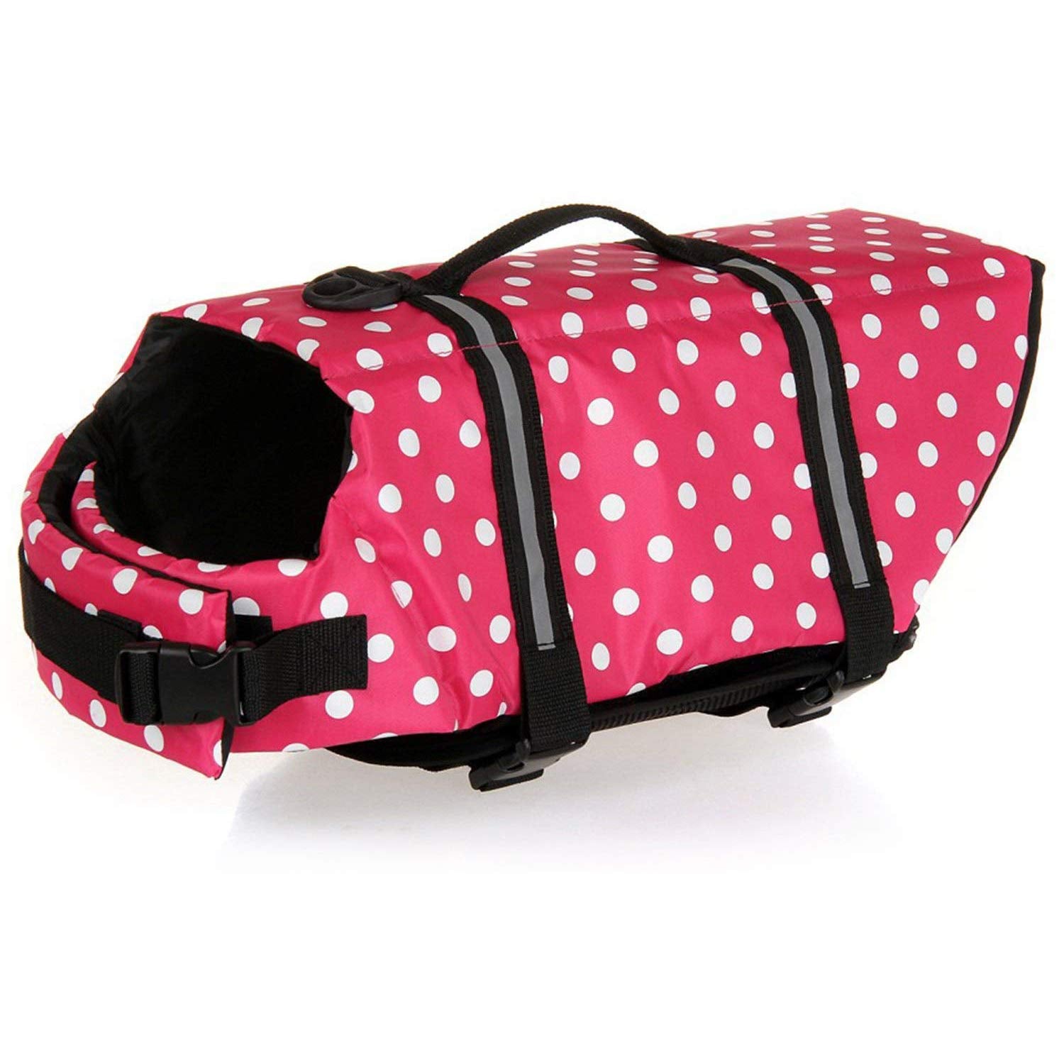 Haocoo Dog Life Jacket Vest Saver Safety Swimsuit Preserver With Reflective Stripes/Adjustable Belt Dogs?Pink Polka Dot,Xxl