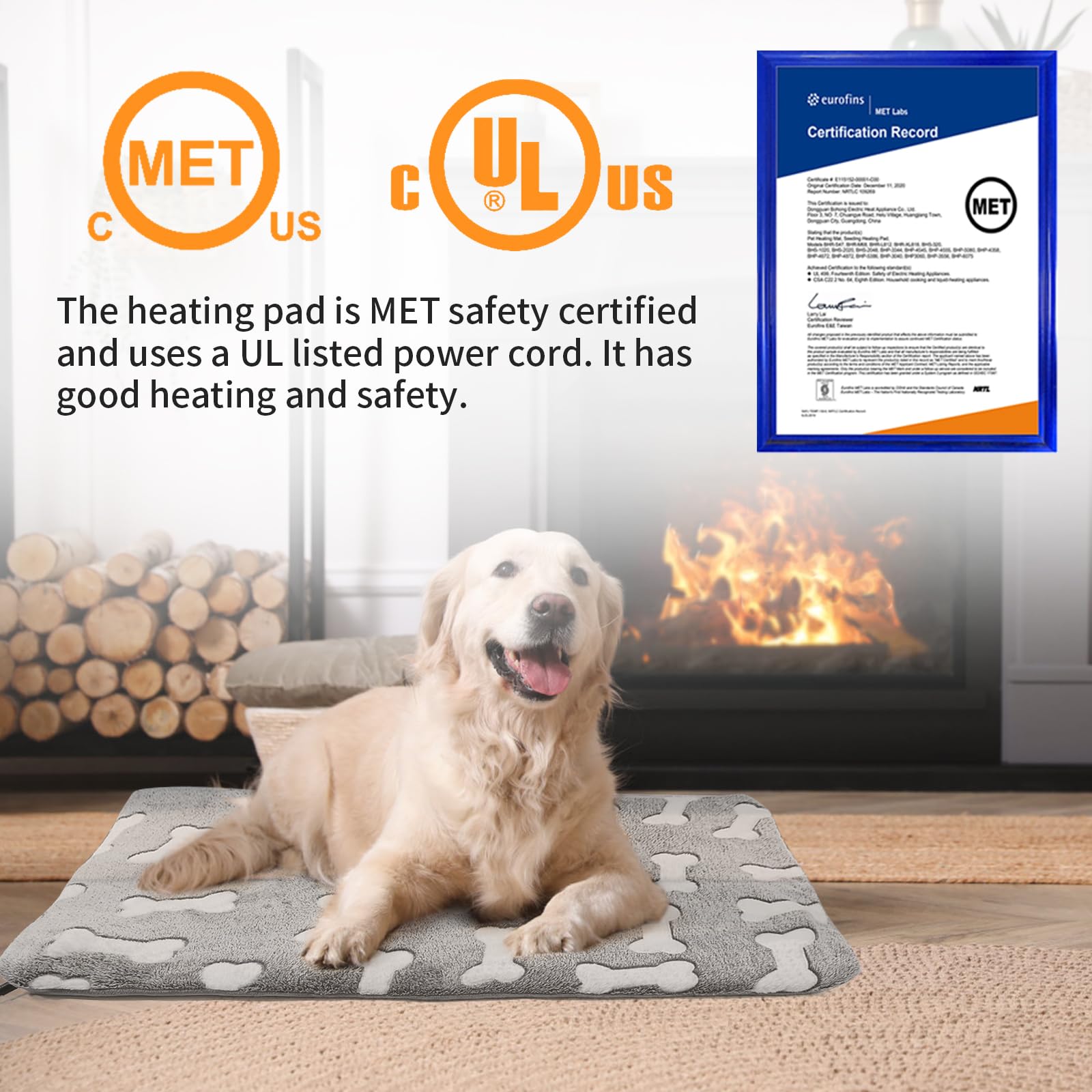 Bestio Dog Heating Pad,Medium Large Pet Heated Pad,Pet Heated Blanket With Upgraded Normally Open Temperature Controller,Heated