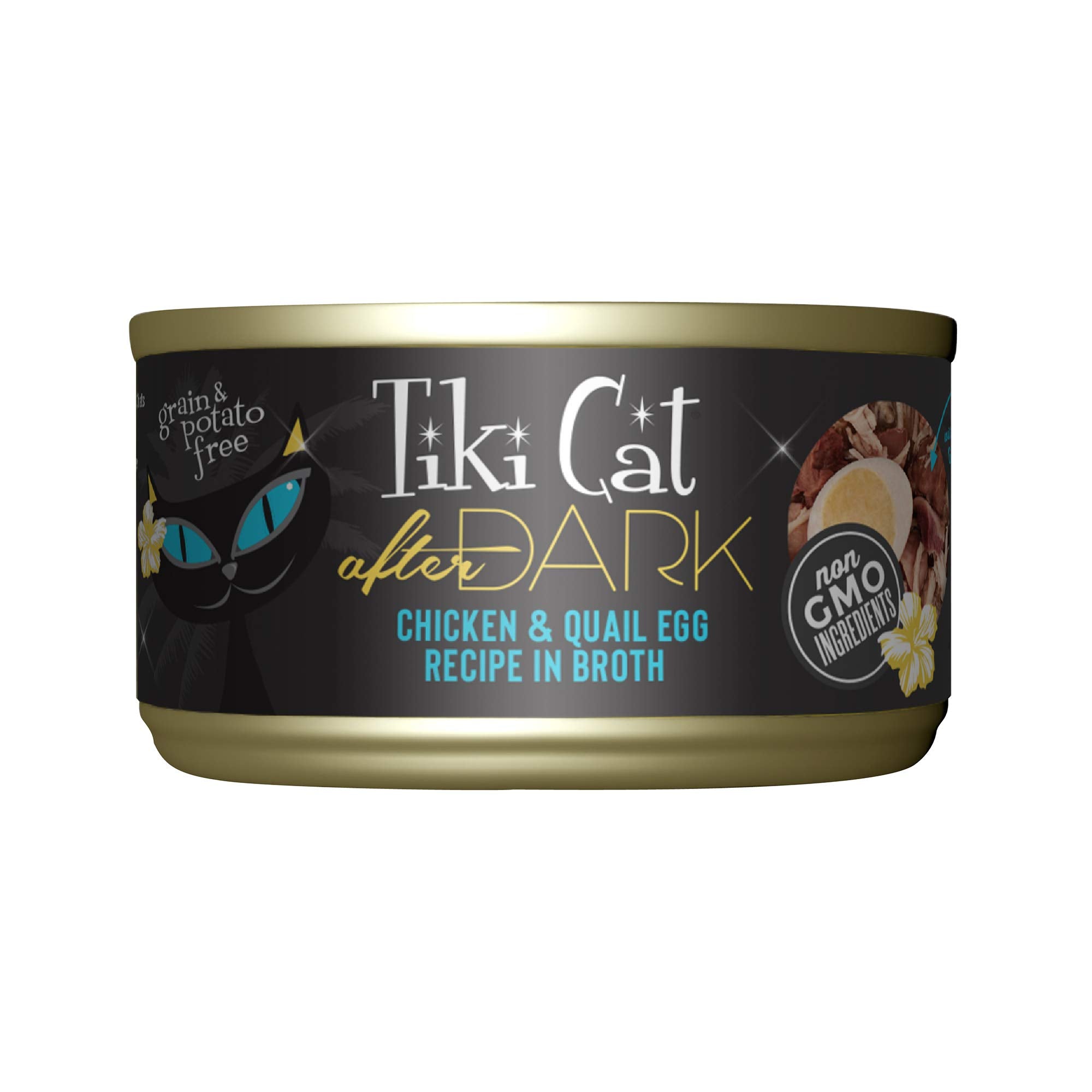 Tiki Cat After Dark, Chicken & Quail Egg, High-Protein and 100% Non-GMO Ingredients, Wet Cat Food for Adult Cats, 2.8 oz. Can (1