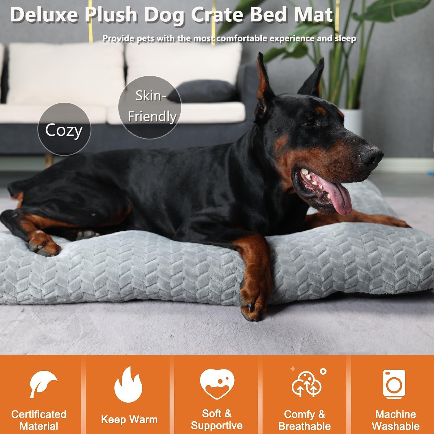 Necesitar Xlarge Dog Bed For Crate Washable Deluxe Plush Dog Crate Beds Comfy Kennel Pad Anti-Slip Pet Sleeping Mat For Large Br
